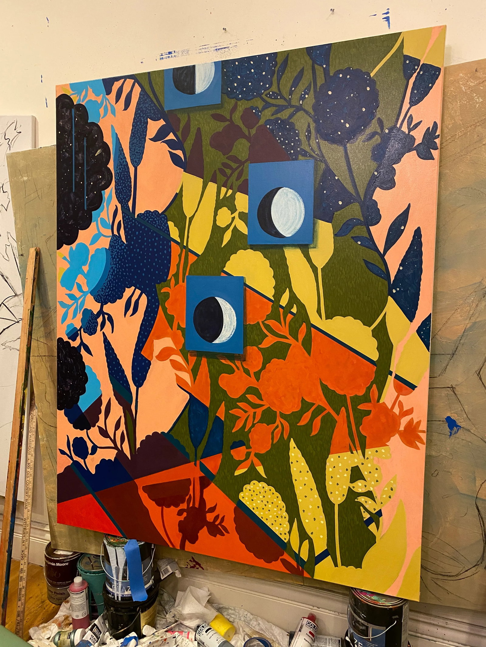 "Guardian of the Night" Contemporary Original Abstract Acrylic Painting by Albert Leon Sultan - 5