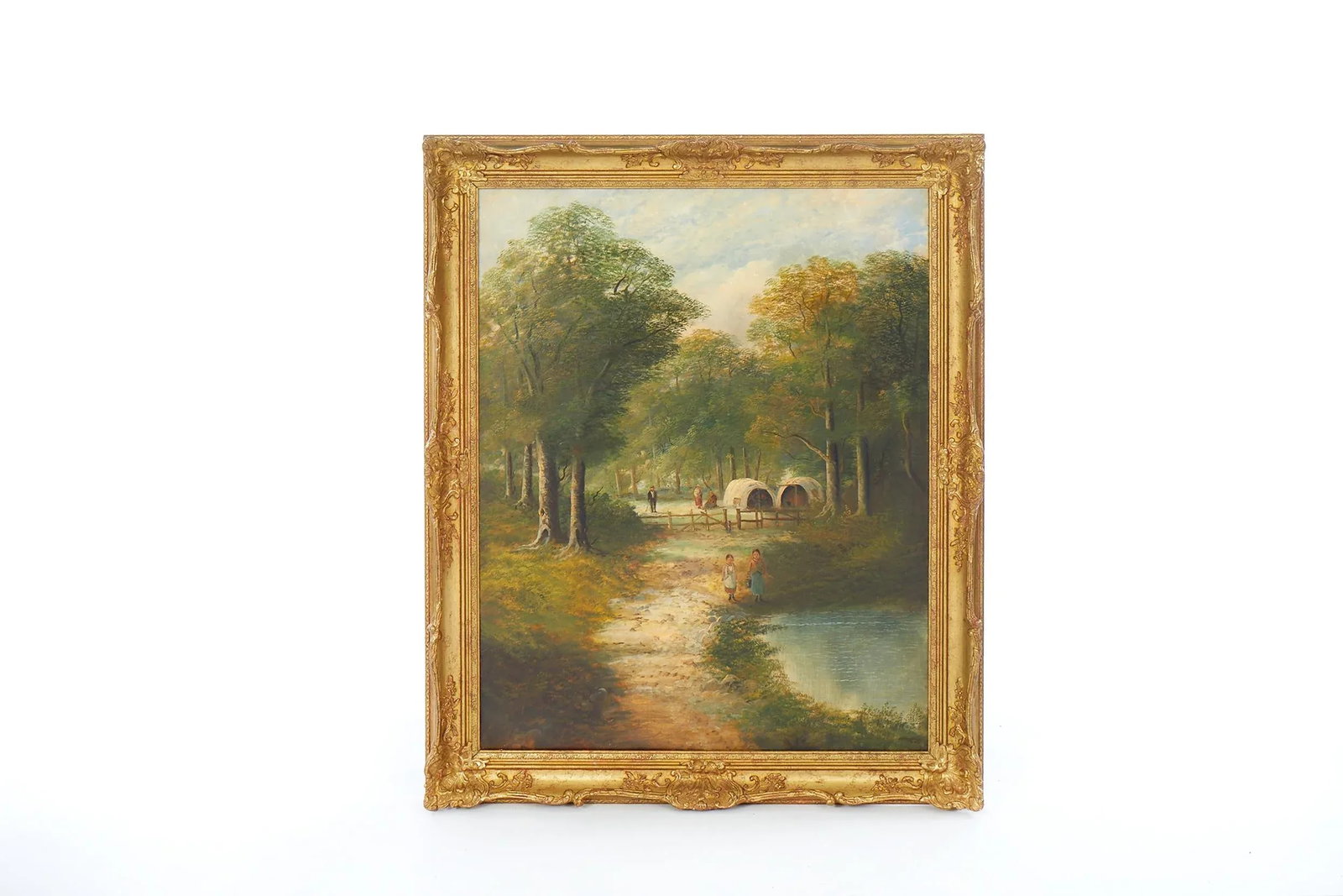19th Century Continental School Lakeside Scene Oil Painting, Framed - 11