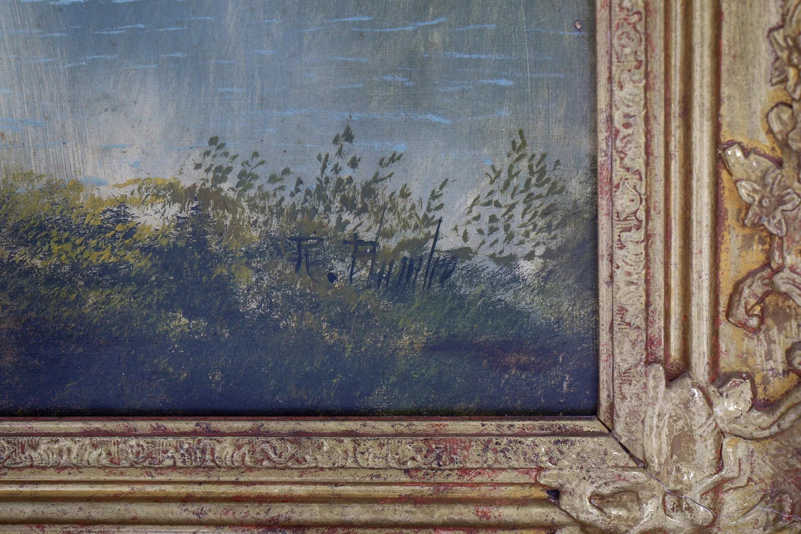 19th Century Continental School Lakeside Scene Oil Painting, Framed - 8