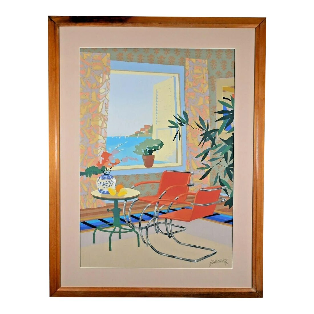 Late 20th Century "Interior with Mies" Max Hayslette Interior Scene Signed Serigraph, Framed (1 of 13)