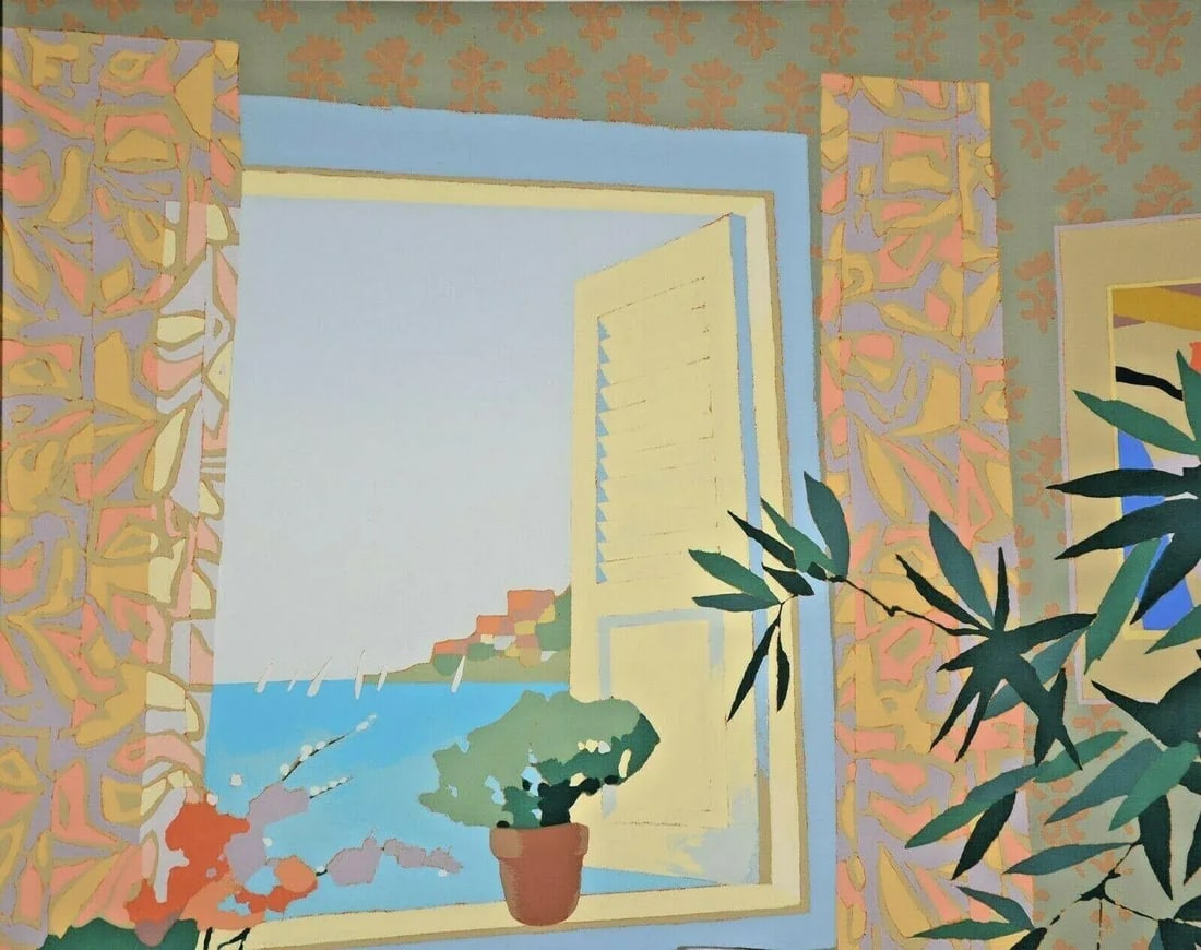 Late 20th Century "Interior with Mies" Max Hayslette Interior Scene Signed Serigraph, Framed - 4