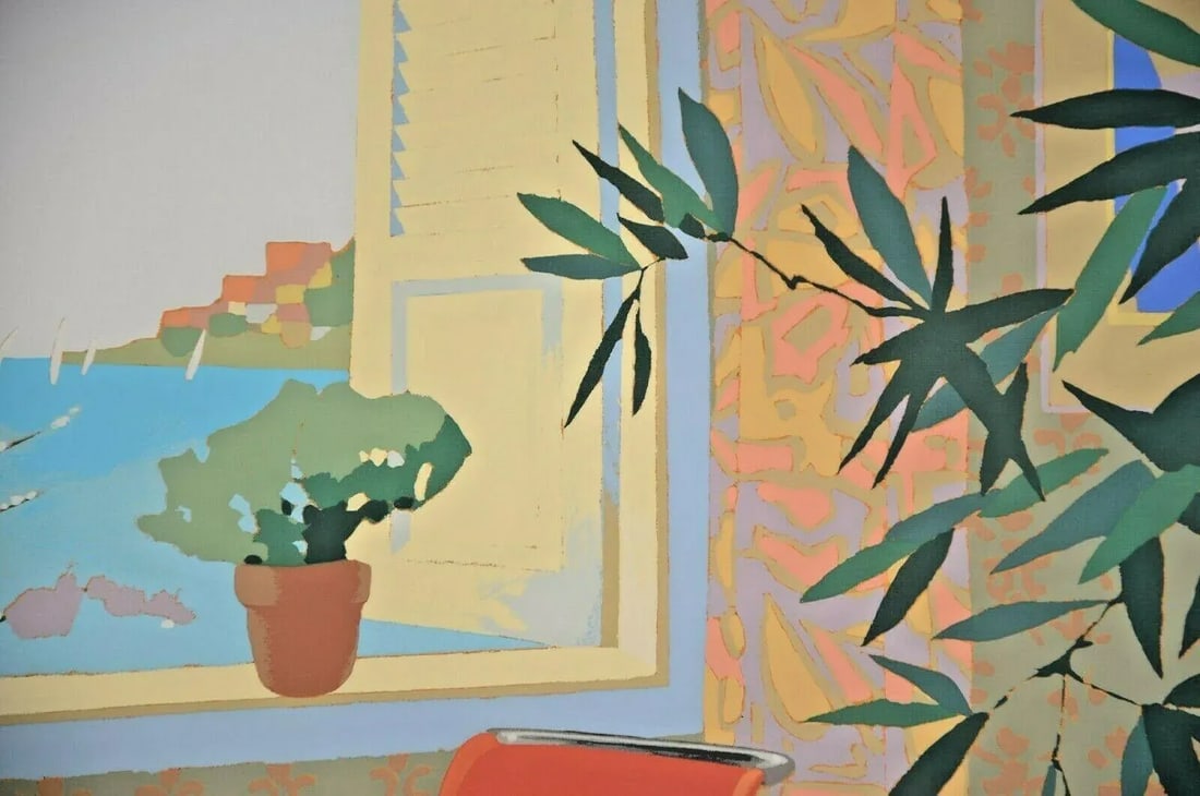 Late 20th Century "Interior with Mies" Max Hayslette Interior Scene Signed Serigraph, Framed - 6