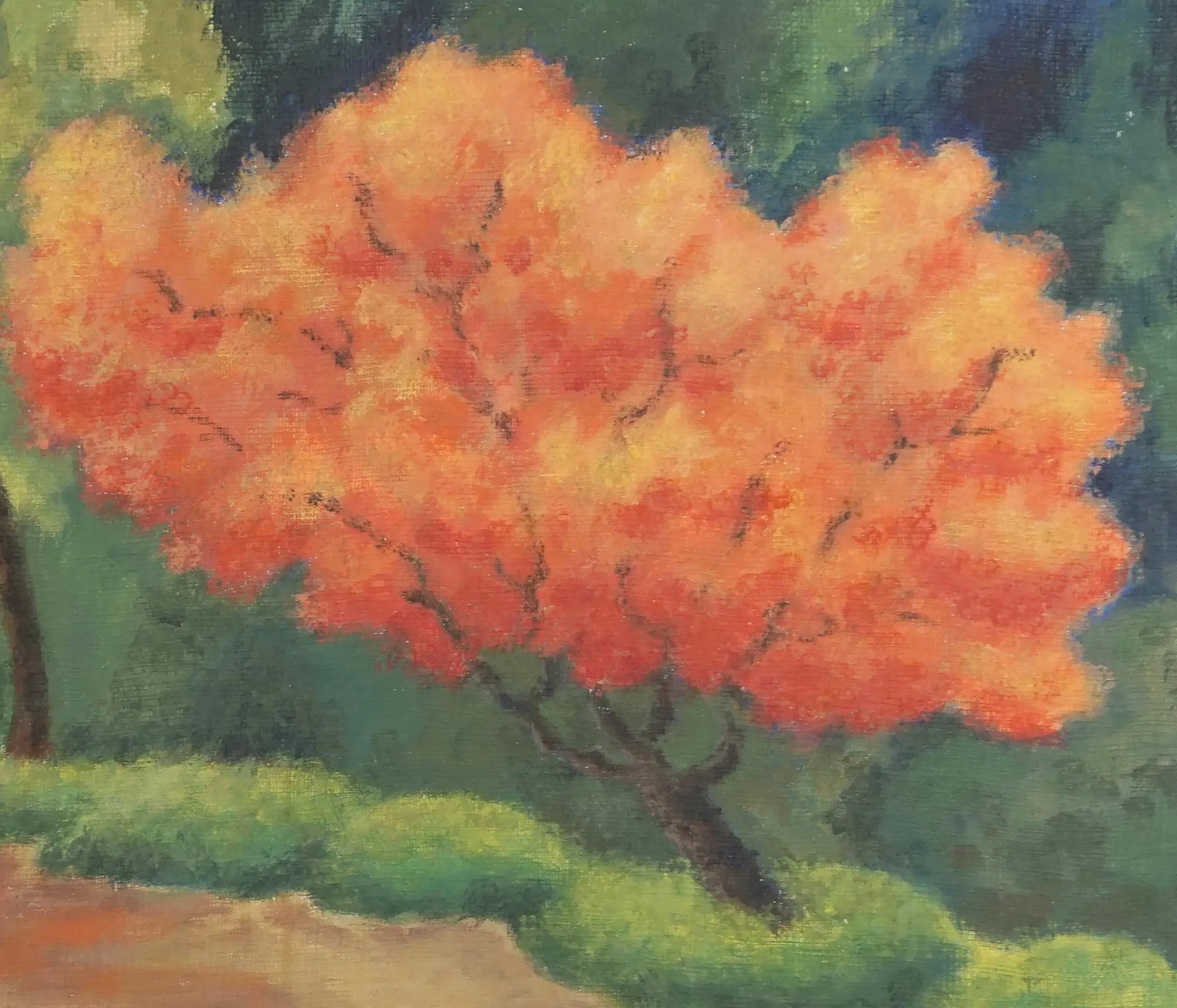 Vintage Maple Tree Lane Landscape Acrylic Painting by Eleanor Perry - 2