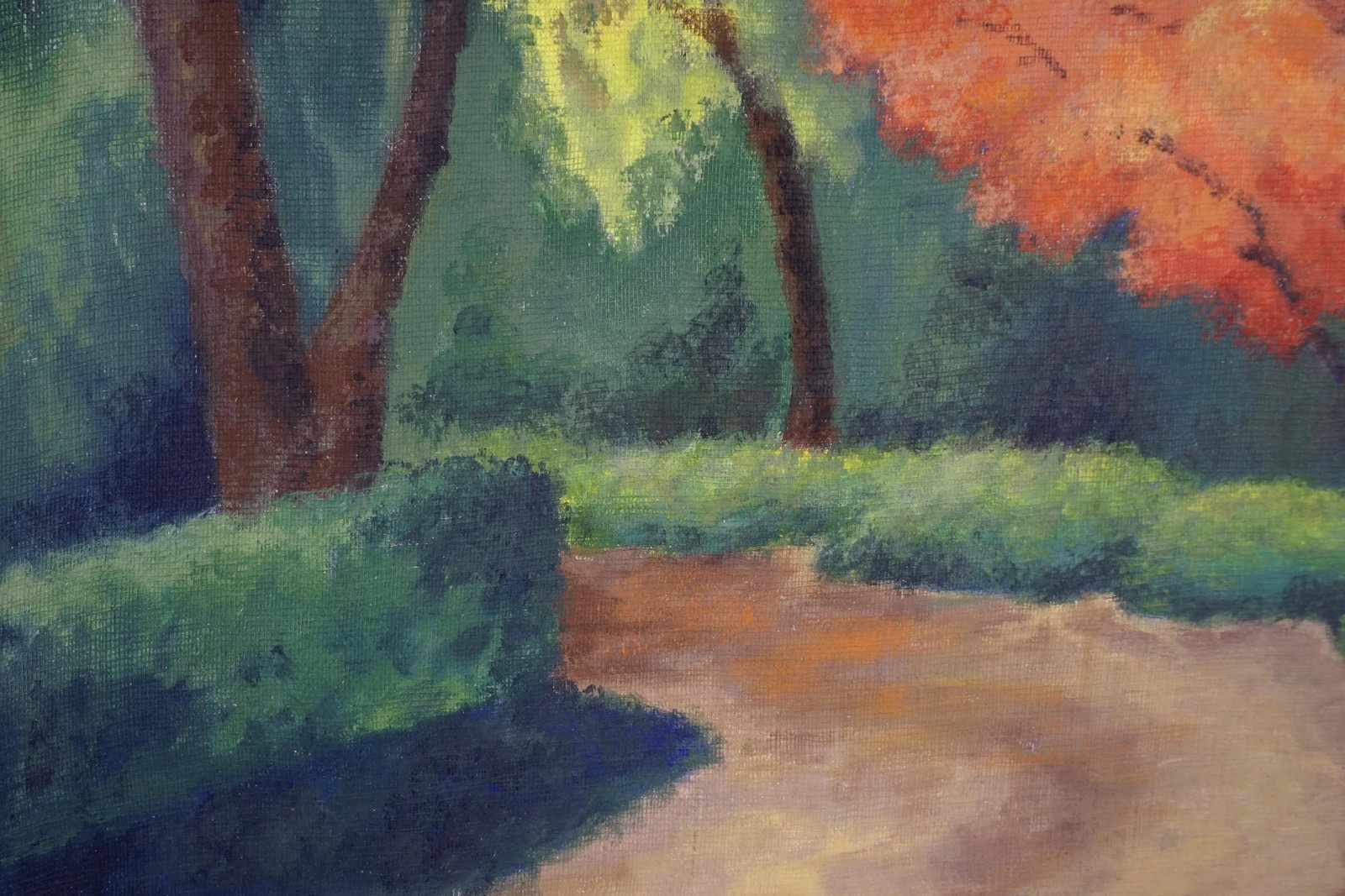 Vintage Maple Tree Lane Landscape Acrylic Painting by Eleanor Perry - 4