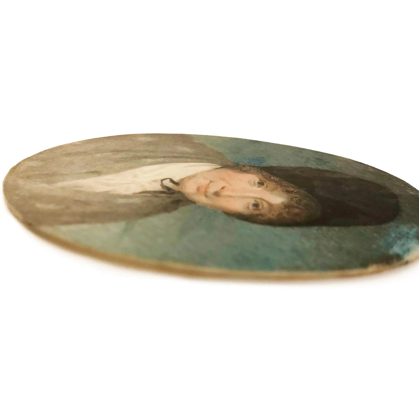 19th Century Continental School Portrait Miniature Watercolor of a Woman in a Black Bonnet, Framed - 5