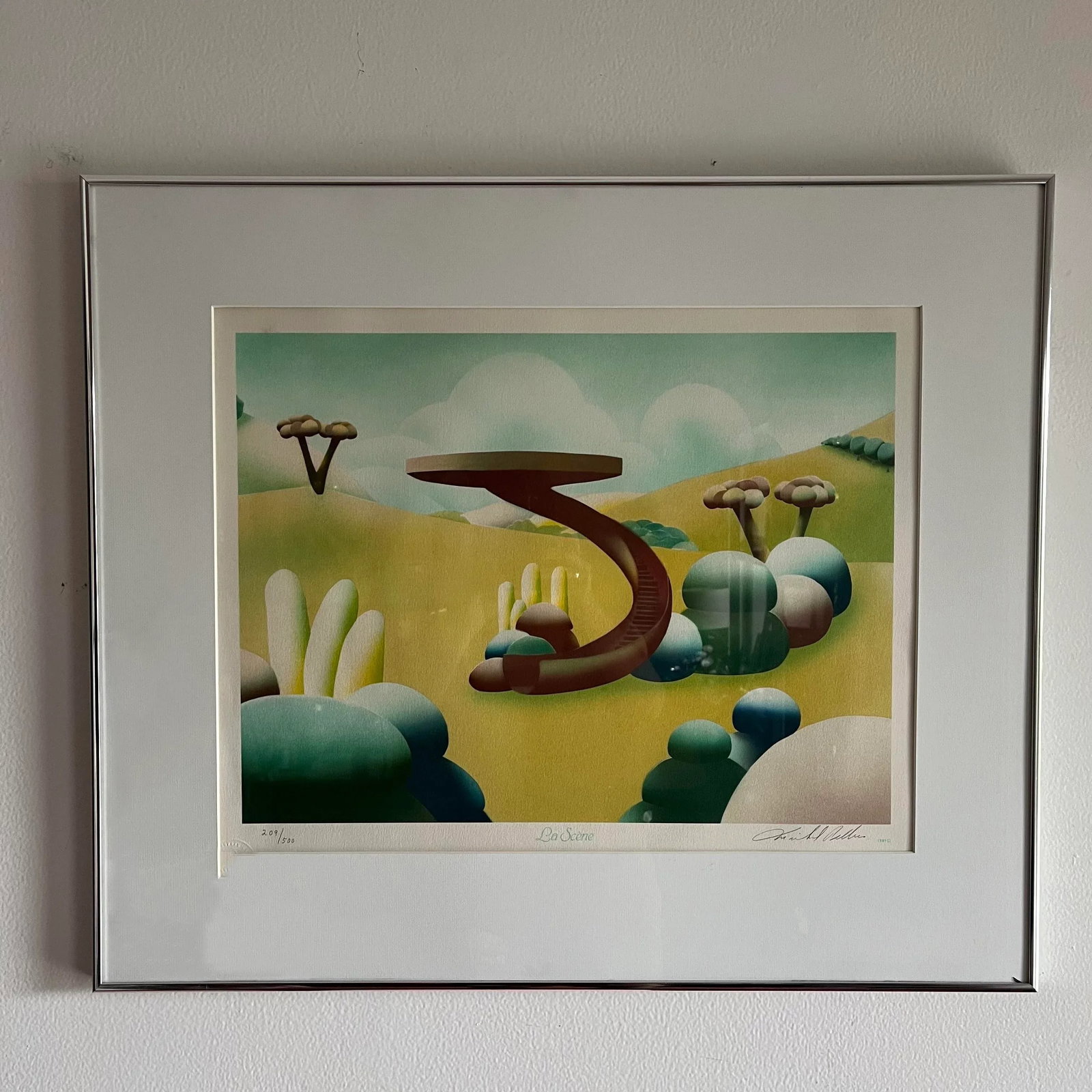 1980s "La Scene" Postmodern Landscape Limited Edition Lithograph by Michel Pellus, Framed - 11