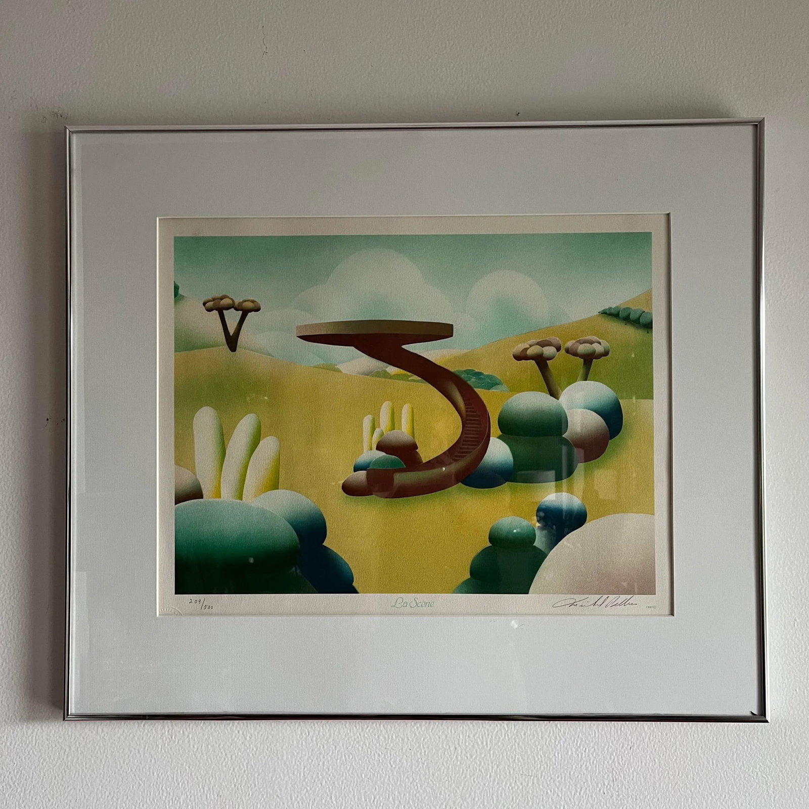 1980s "La Scene" Postmodern Landscape Limited Edition Lithograph by Michel Pellus, Framed - 4