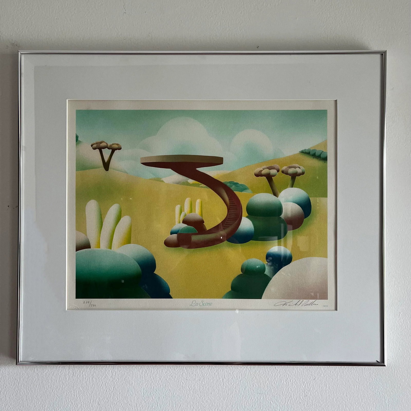1980s "La Scene" Postmodern Landscape Limited Edition Lithograph by Michel Pellus, Framed - 5