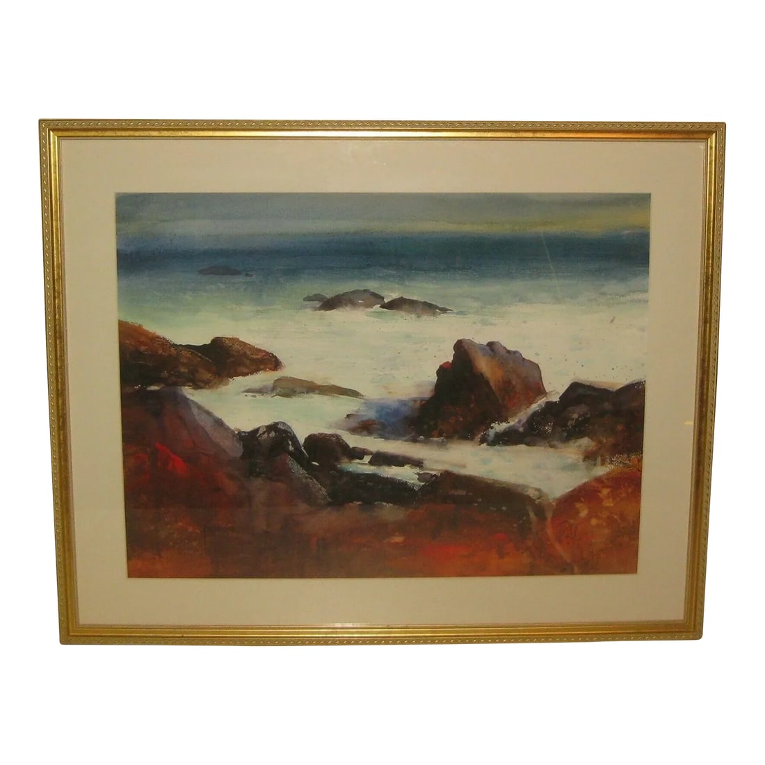 Original Paul George 'Crashing Waves Bass Rocks Gloucester' Ocean Painting: This is just a great original piece. I was recently at an auction of some wonderful Cape Ann paintings. I have often admired Paul George paintings as I see them in collections around New England. I wa