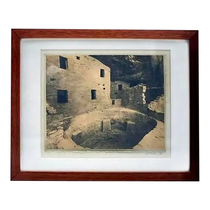 Sepia Toned Original Photography "Cliff Palace" at Mesa Verde National Park: Sepia toned sepia-toned original photograph printed on deckled edge "toothy" paper of the "Cliff Palace" at Mesa Verde National Park. Captivating scene of ancient ruins; sepia printing technique reall