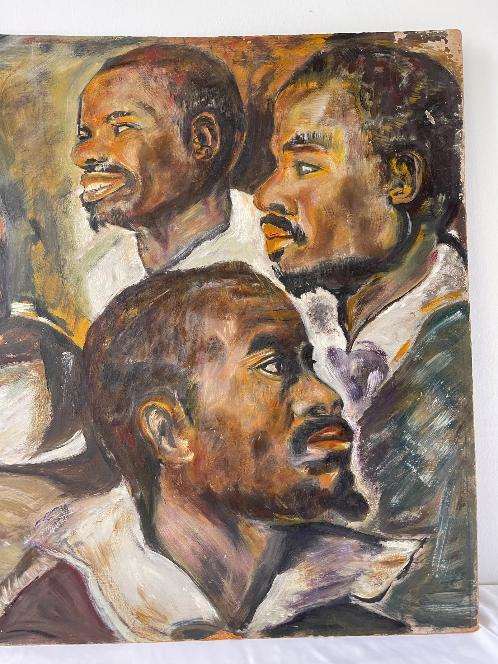 Mid 20th Century Expressionist Portrait Painting of Four African-American Men - 3