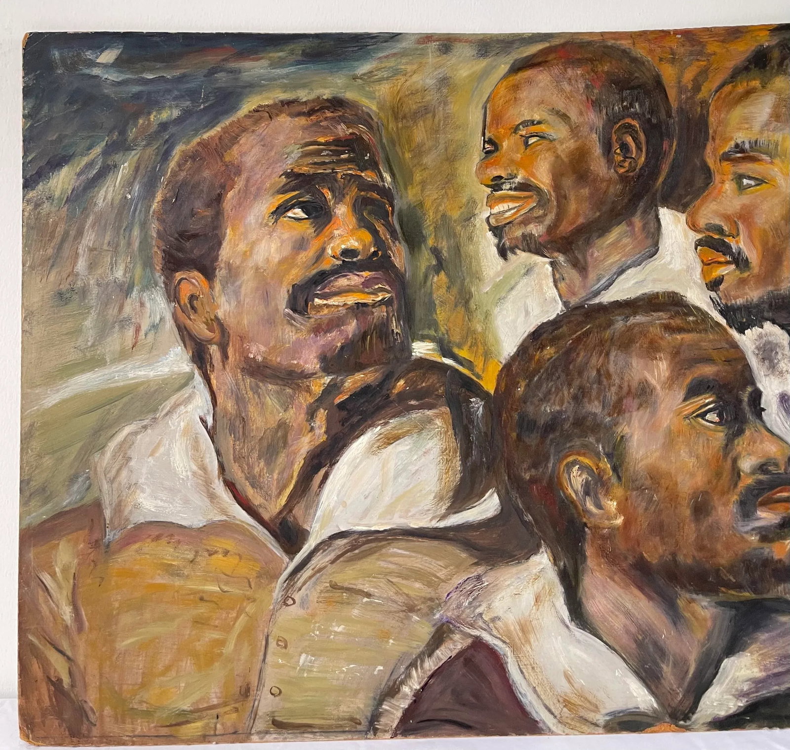 Mid 20th Century Expressionist Portrait Painting of Four African-American Men - 4