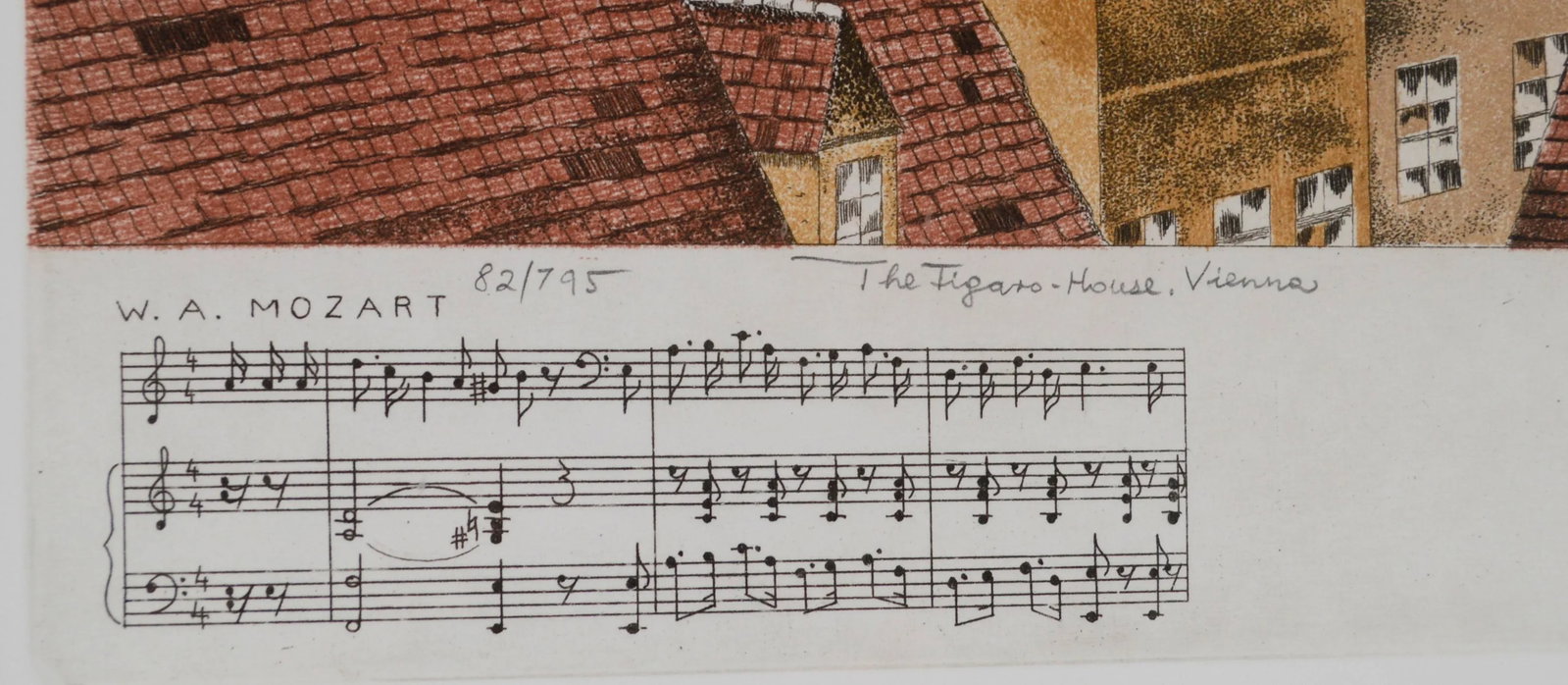 Mid 20th Century Mozart's Figaro House, Vienna Etching by Peter Garbera, Framed - 4
