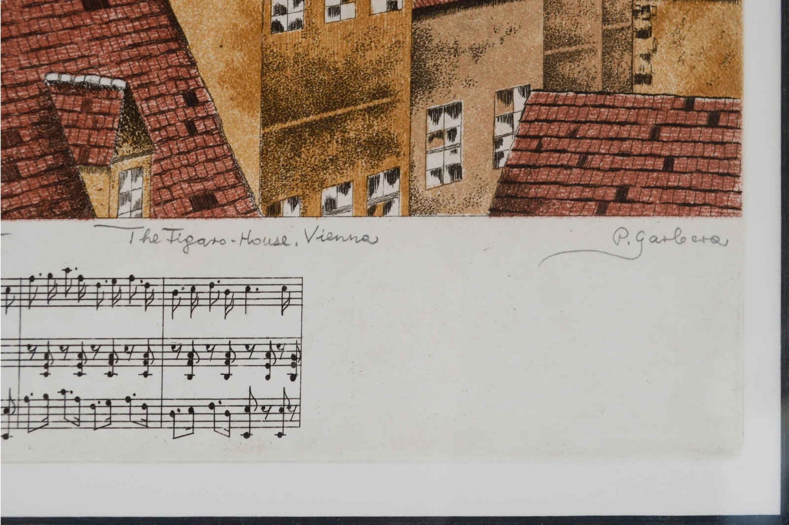 Mid 20th Century Mozart's Figaro House, Vienna Etching by Peter Garbera, Framed - 5