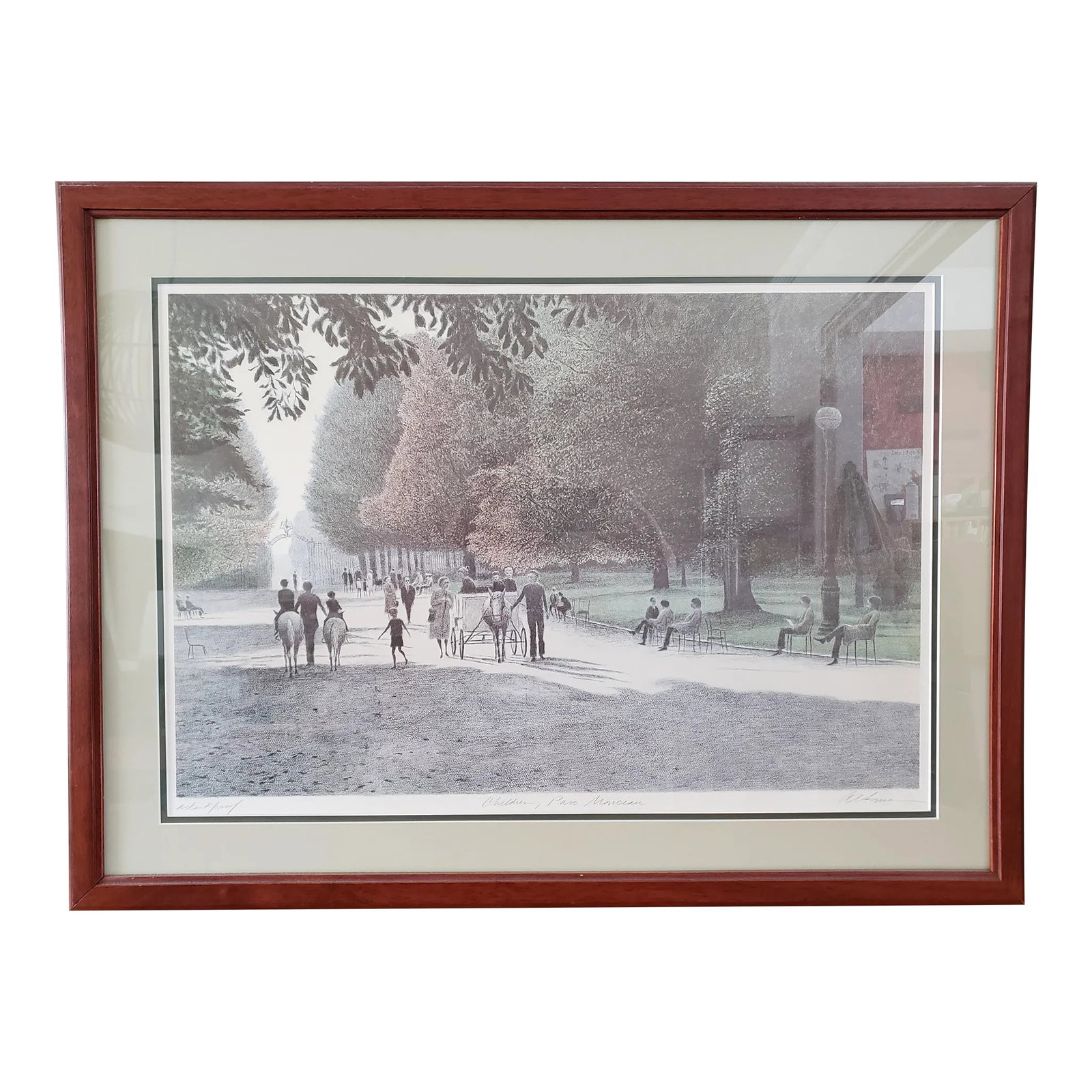 1970s "Children, Parc Monceau" Harold Altman Artist's Proof Lithograph, Framed: Framed lithograph by Harold Altman. 1978 Titled >> CHILDREN, PARC MONCEAU Condition: Alterations: Original Condition Unaltered Imperfections: Some Imperfections Condition Notes: Nice clean condition