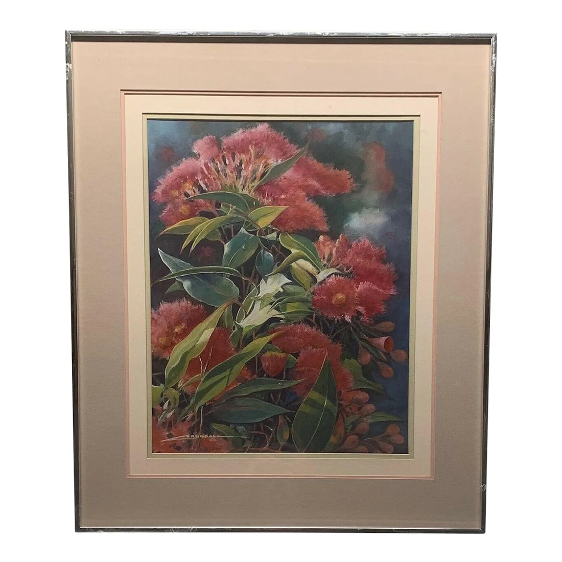 Vintage Albert Bechely Crundall 'Red Flowers Close Up' Still Life Painting: This is really a wonderful original. I bought the painting without knowing anything about the artist. I just thought it was a wonderful original work that almost had a photo realistic view to it.