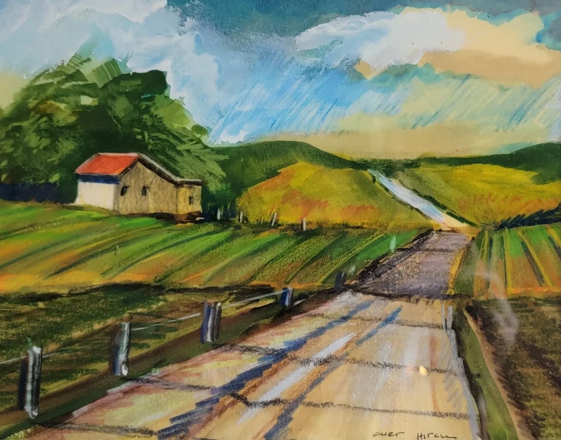 "Country Road" Contemporary Original Landscape Acrylic Painting by Curt Hitch, Framed - 2