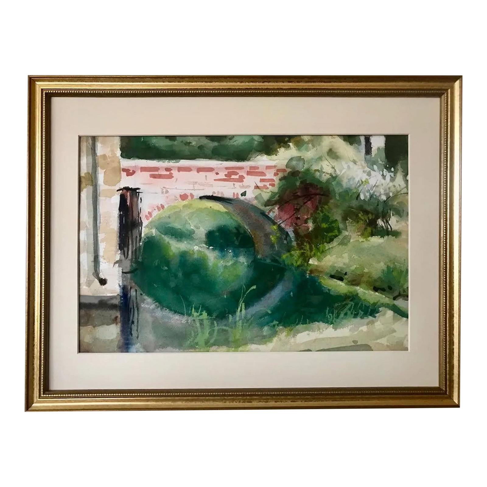 Vintage American Impressionist Watercolor Painting Bridge and River by Harry Barton (1 of 7)