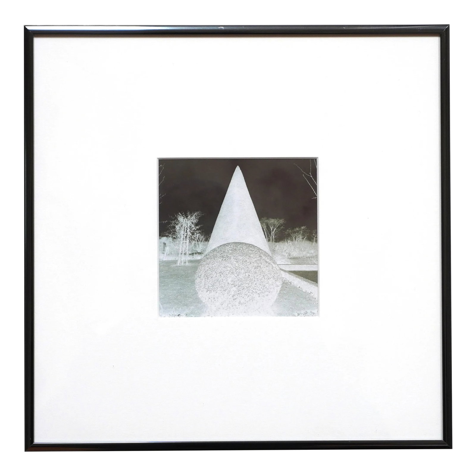 Framed Landscape Photograph "Bagatelle # 2" 1/10 1994 by Jacques Cressaty: This photograph "Bagatelle #2" 1/10 1994 is part of a seven year project undertaken by San Francisco based French photographer Jacques Cressaty from 1989 to 1996. The project was to photograph a