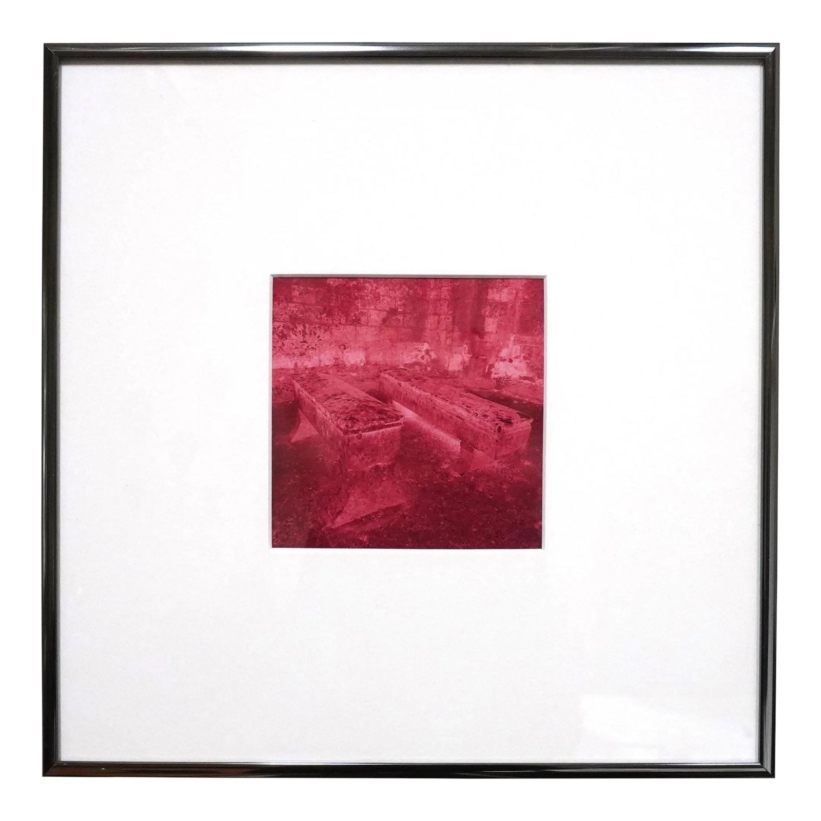 Framed Landscape Cibachrome Photograph "Talmont" -1/10 1993 by Jacques Cressaty: This photograph "Talmont" 1/10 1993 is part of a seven year project undertaken by San Francisco based artist Jacques Cressaty from 1989 to 1996. The project was to photograph a different area of his n