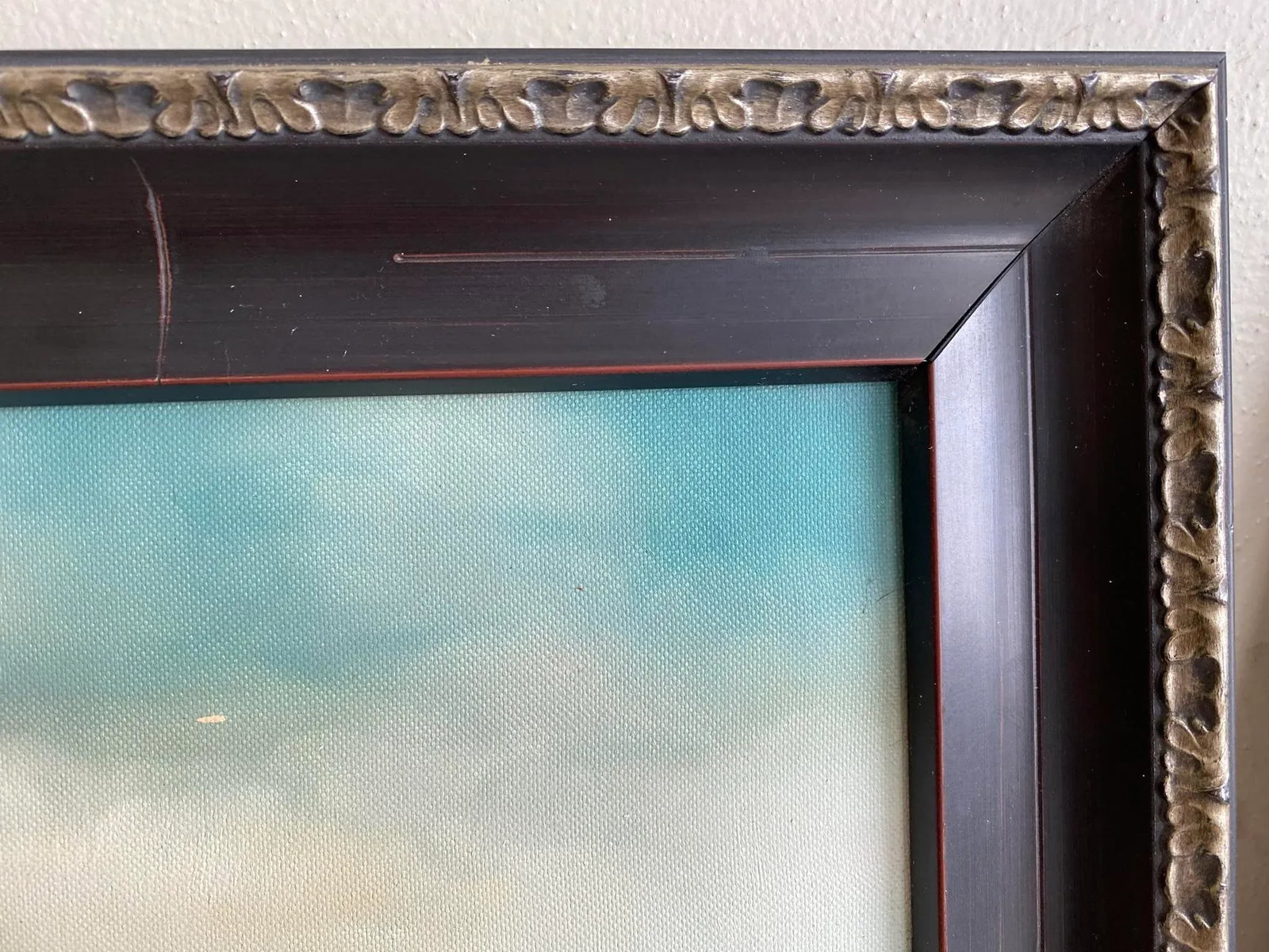 Vintage Surrealist Figurative Landscape Style Oil Painting, Framed - 5