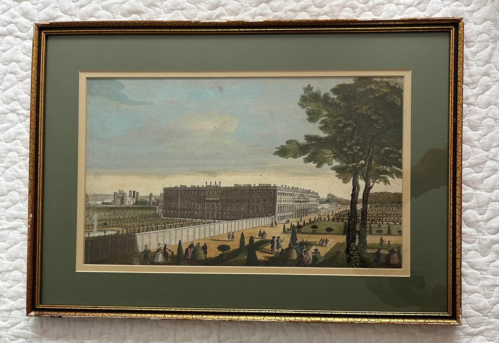 18th Century Hand Colored Engraving - a View of the Royal Palace of Hampton Court - 2