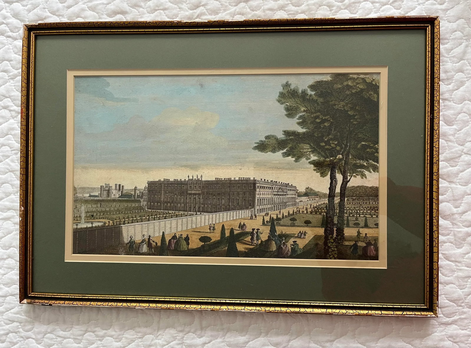18th Century Hand Colored Engraving - a View of the Royal Palace of Hampton Court - 3