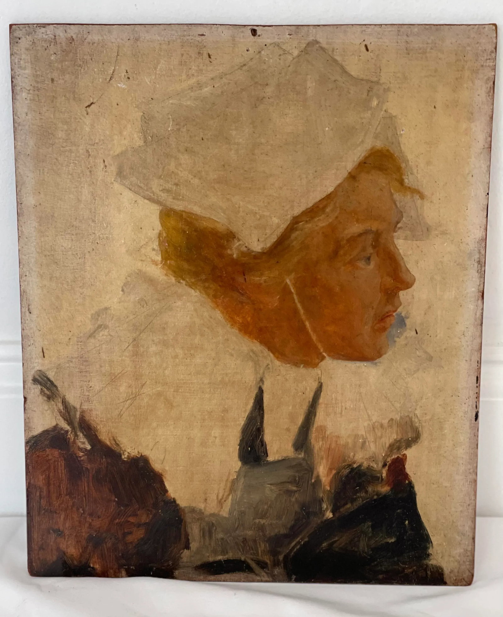 Early 20th Century Portrait Oil Painting of a Girl on Panel - 2