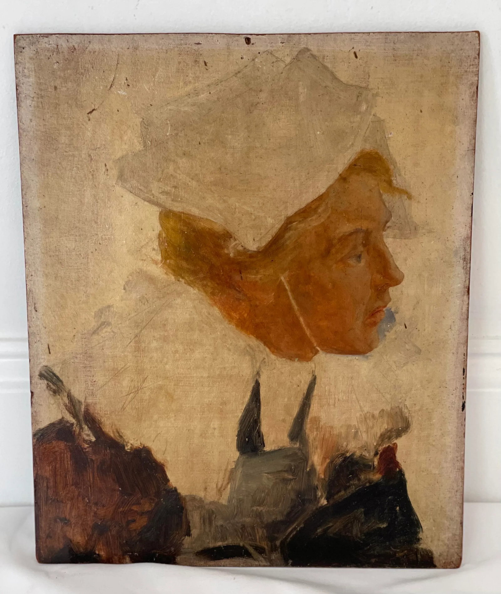 Early 20th Century Portrait Oil Painting of a Girl on Panel - 3