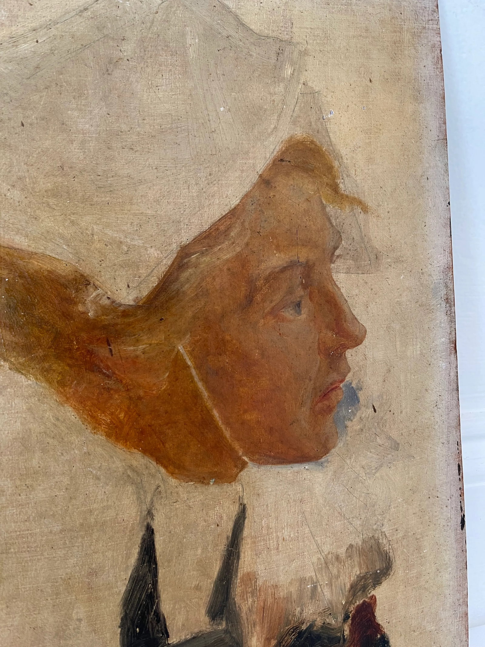 Early 20th Century Portrait Oil Painting of a Girl on Panel - 4