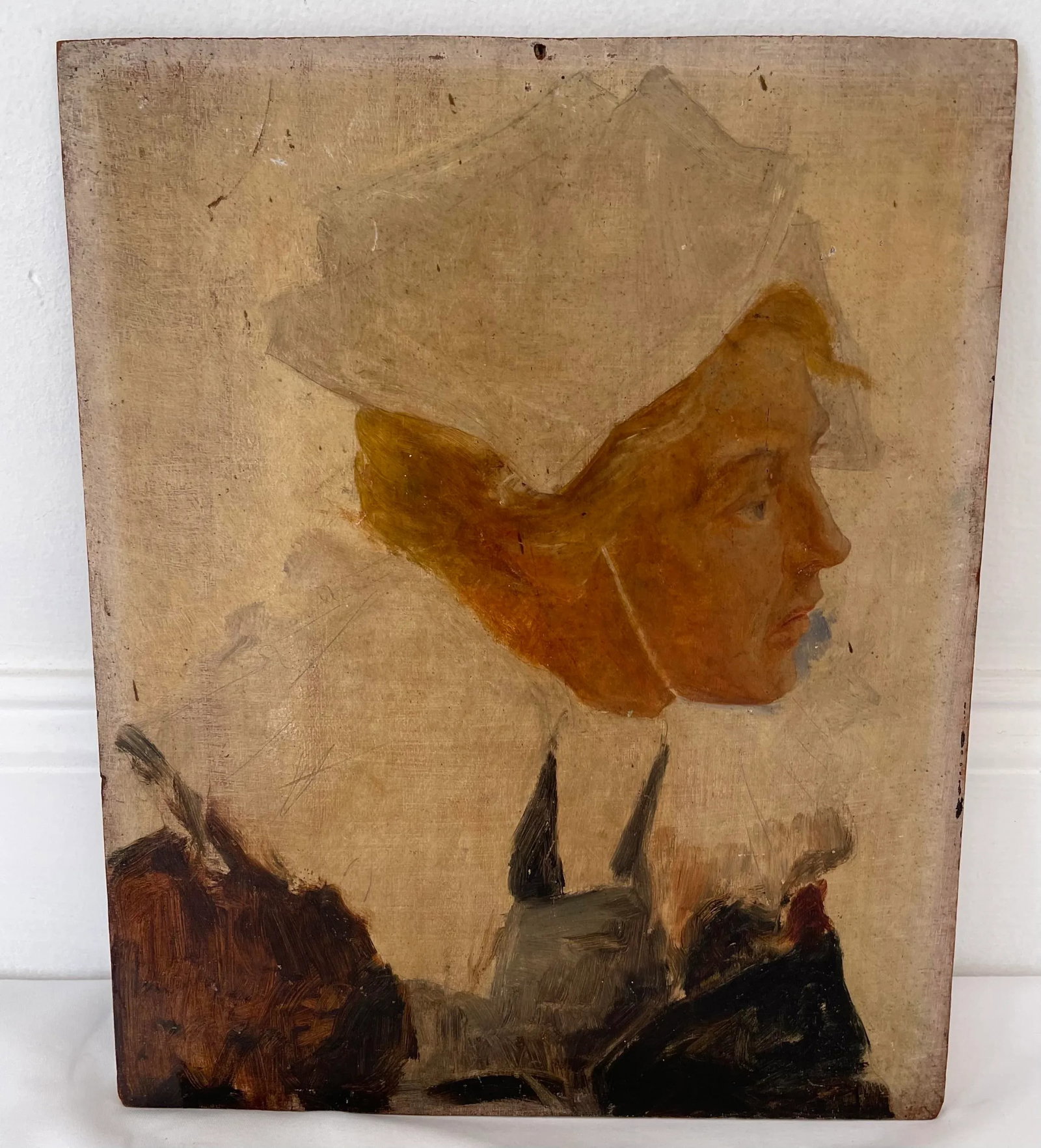 Early 20th Century Portrait Oil Painting of a Girl on Panel - 8