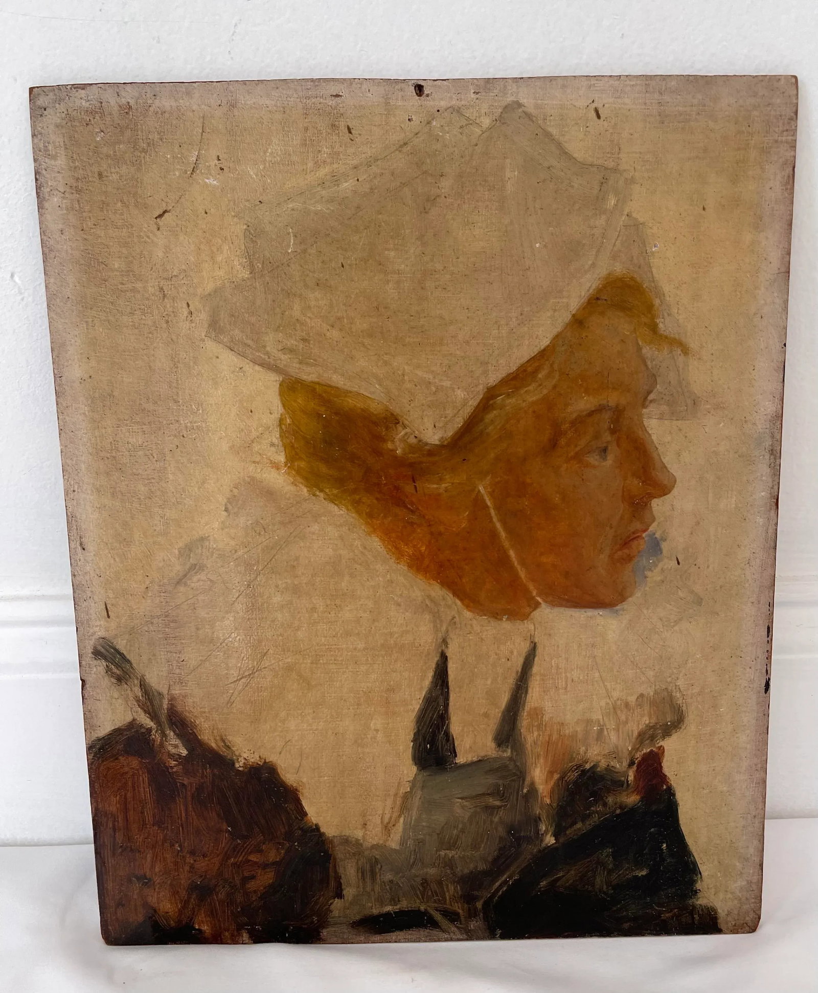 Early 20th Century Portrait Oil Painting of a Girl on Panel - 9