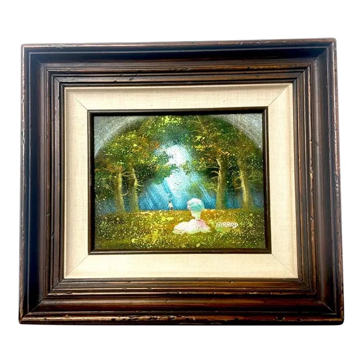 1970s "Memories" Expressionist Landscape Oil Painting by Girard, Framed: 1970's Oil painting named "Memories" by Girard. The painting has no cracks and in good condition for its age. Memories signed by Girard has an attached torn Certificate of Authenticity dated May 20,