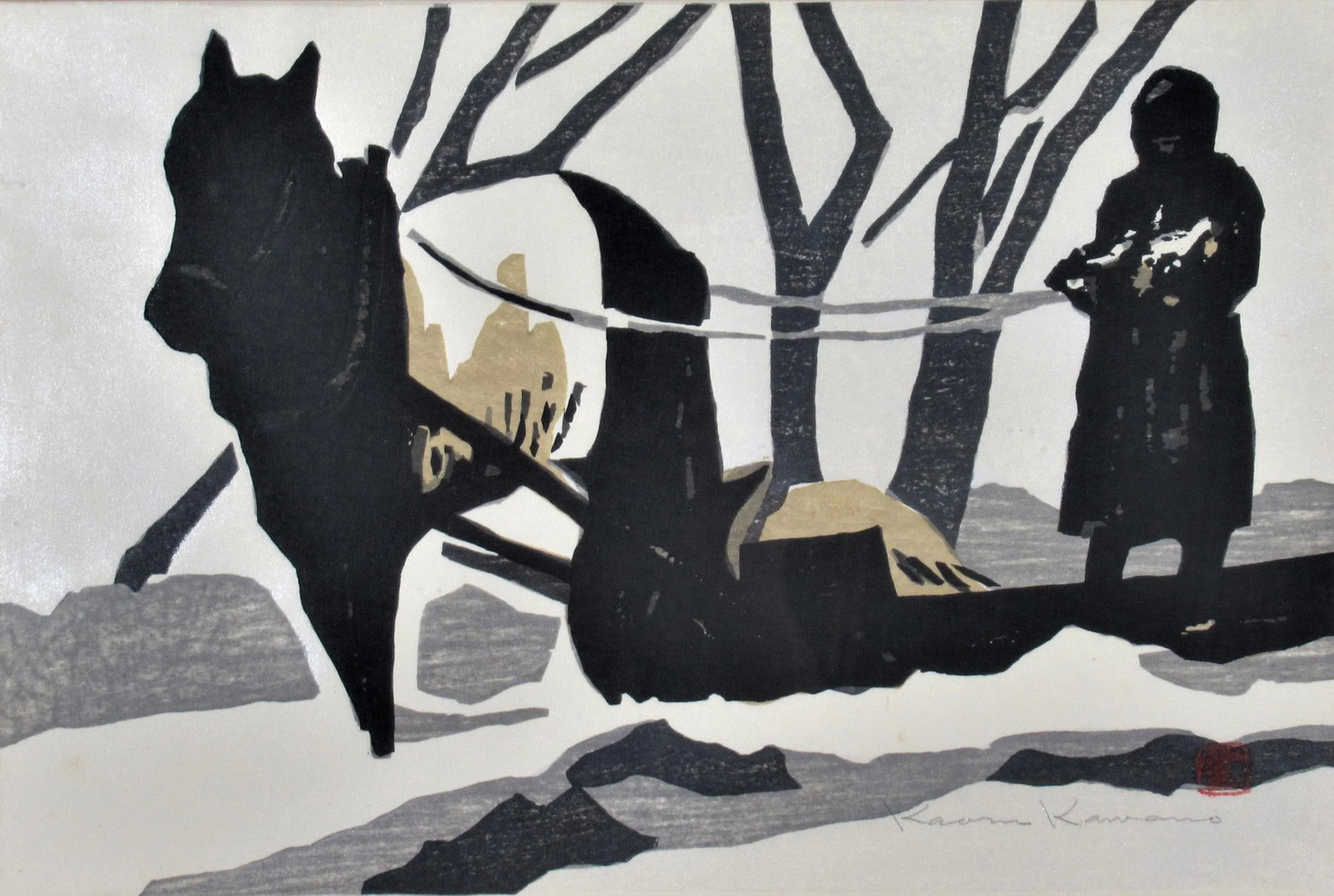 Kaoru Kawano, Horse Pulling a Sledge, Circa 1950 - 2