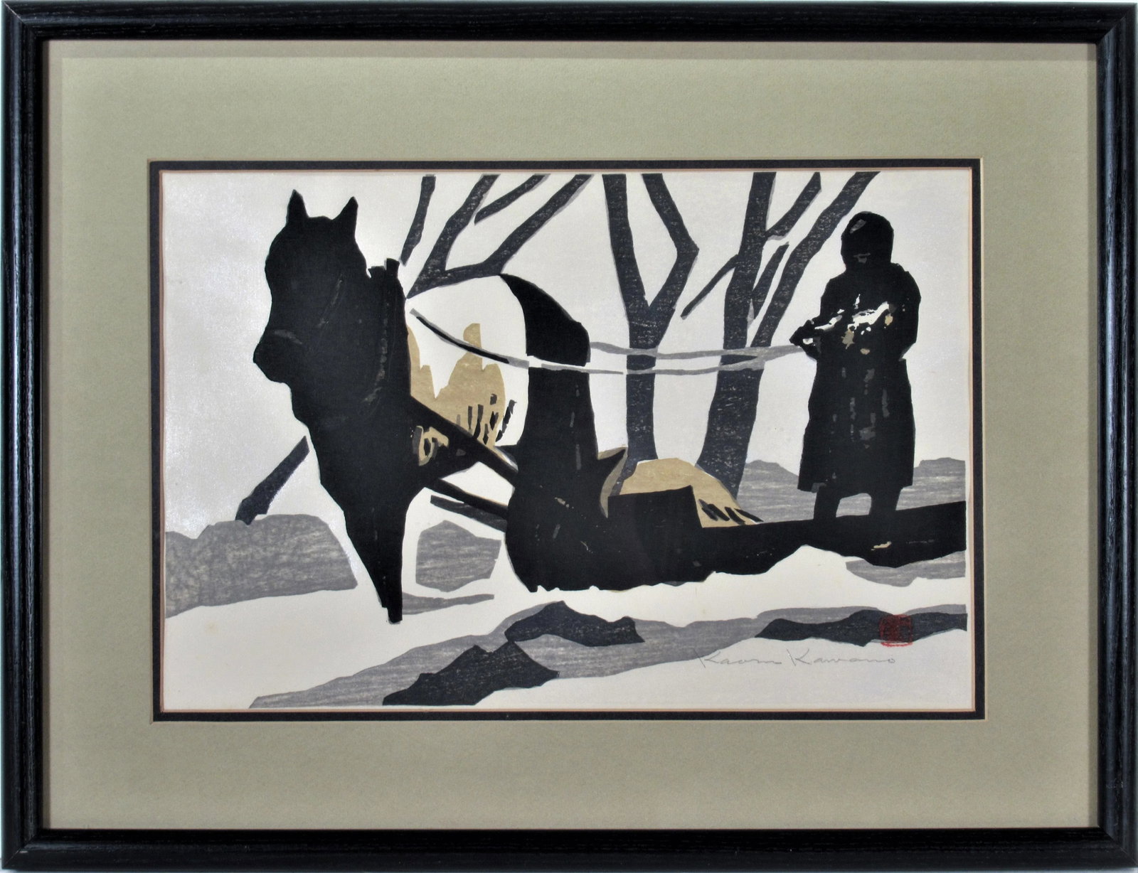 Kaoru Kawano, Horse Pulling a Sledge, Circa 1950 - 7