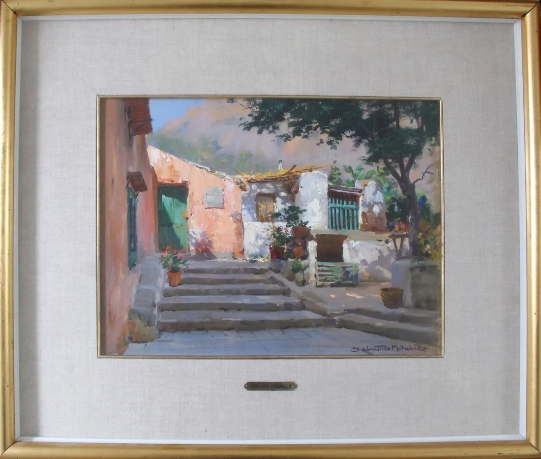 Mid 20th Century Terrazza (20th Century Impressionist Italy Village Painting), Sabatino Mirabella - 10