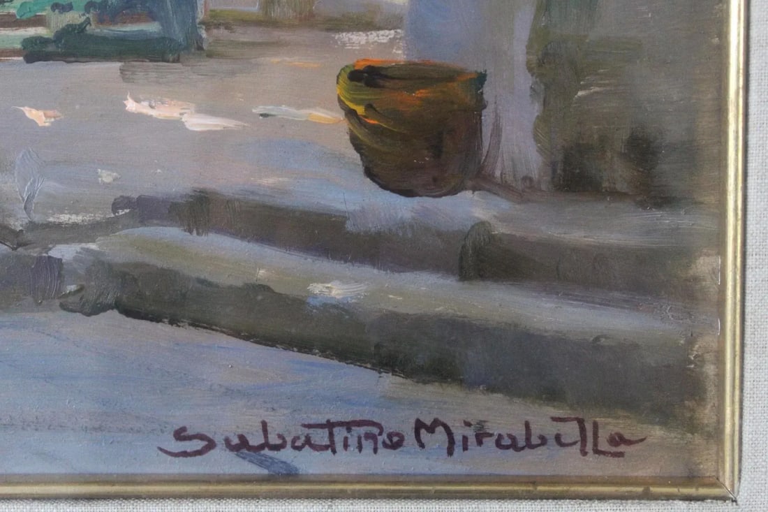 Mid 20th Century Terrazza (20th Century Impressionist Italy Village Painting), Sabatino Mirabella - 3