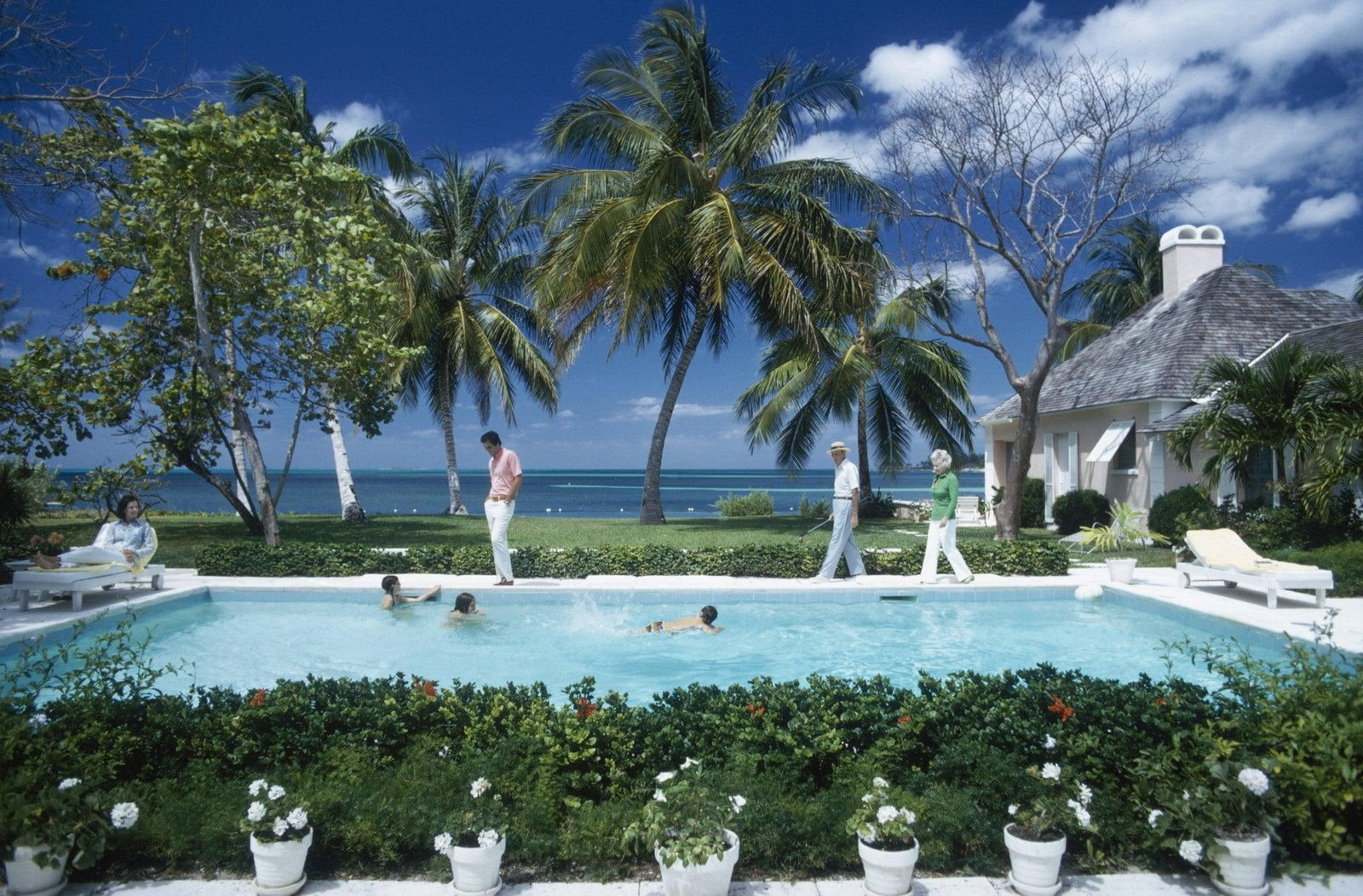 "Leonard Dalsemer" 40x60 Perspex Acrylic Print by Slim Aarons: "Leonard Dalsemer" 40x60 Perspex Acrylic Print from Getty Images Collection by Slim Aarons. Leonard Dalsemer and his family at their villa in Lyford Cay, New Providence Island, April 1974. (Photo by