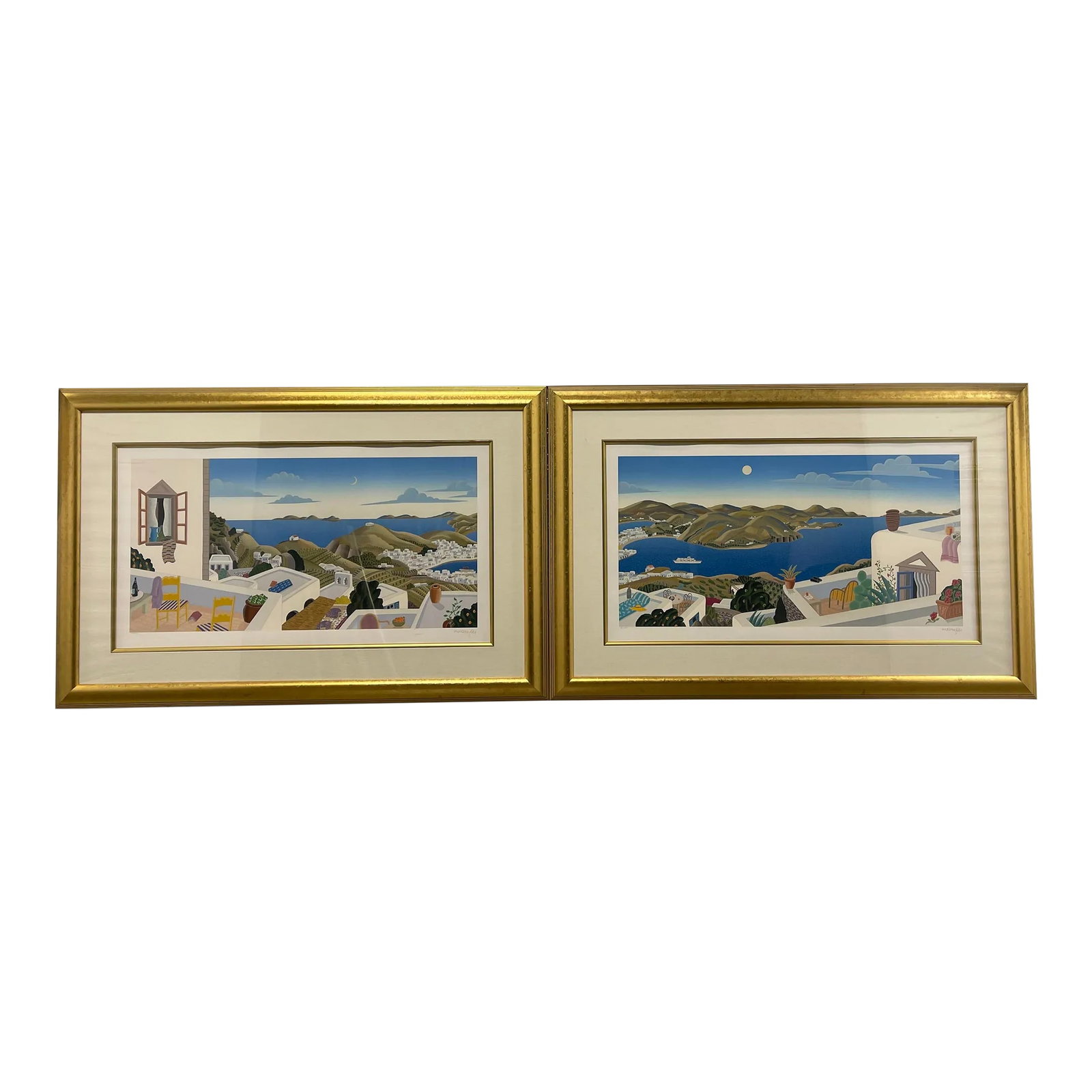 Vintage Postmodern Thomas McKnight "Patmos" Panorama Left & Right Panel Hand-Pulled Serigraphs with (1 of 13)