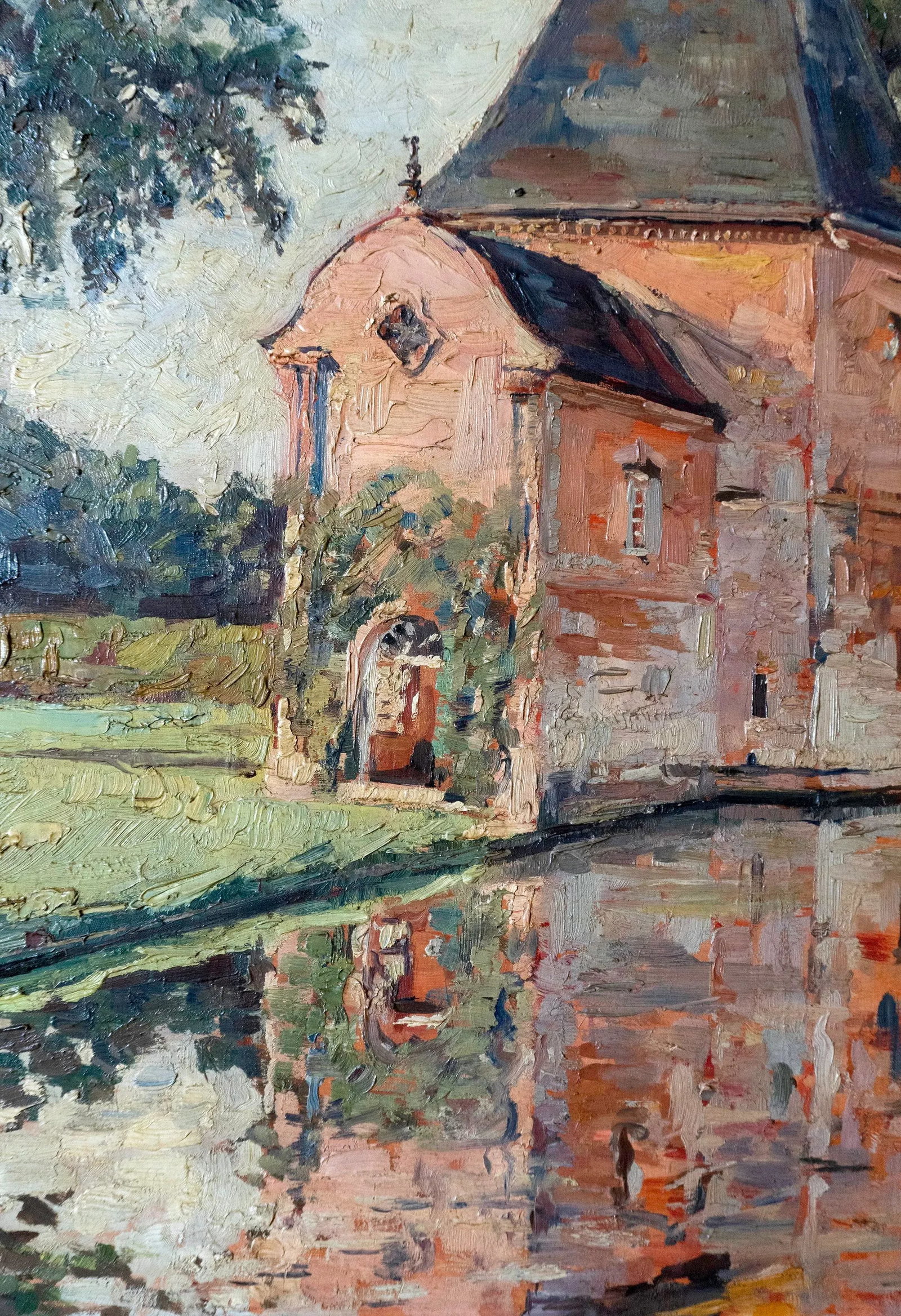 Circa 1900 "Chapel of the Imbleville Castle" Oil Painting by Pierre Munier-Jolain, Framed - 2
