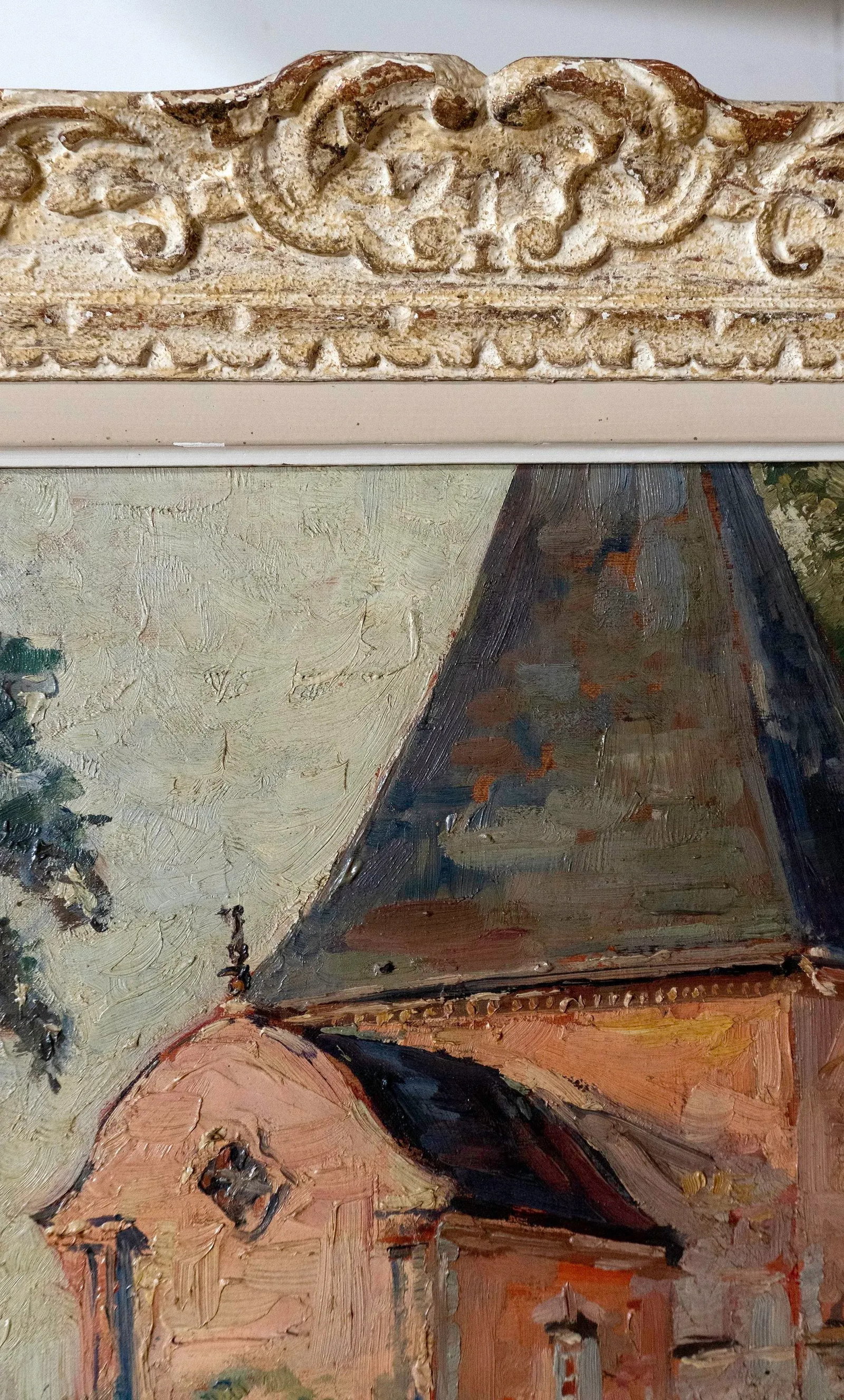 Circa 1900 "Chapel of the Imbleville Castle" Oil Painting by Pierre Munier-Jolain, Framed - 3