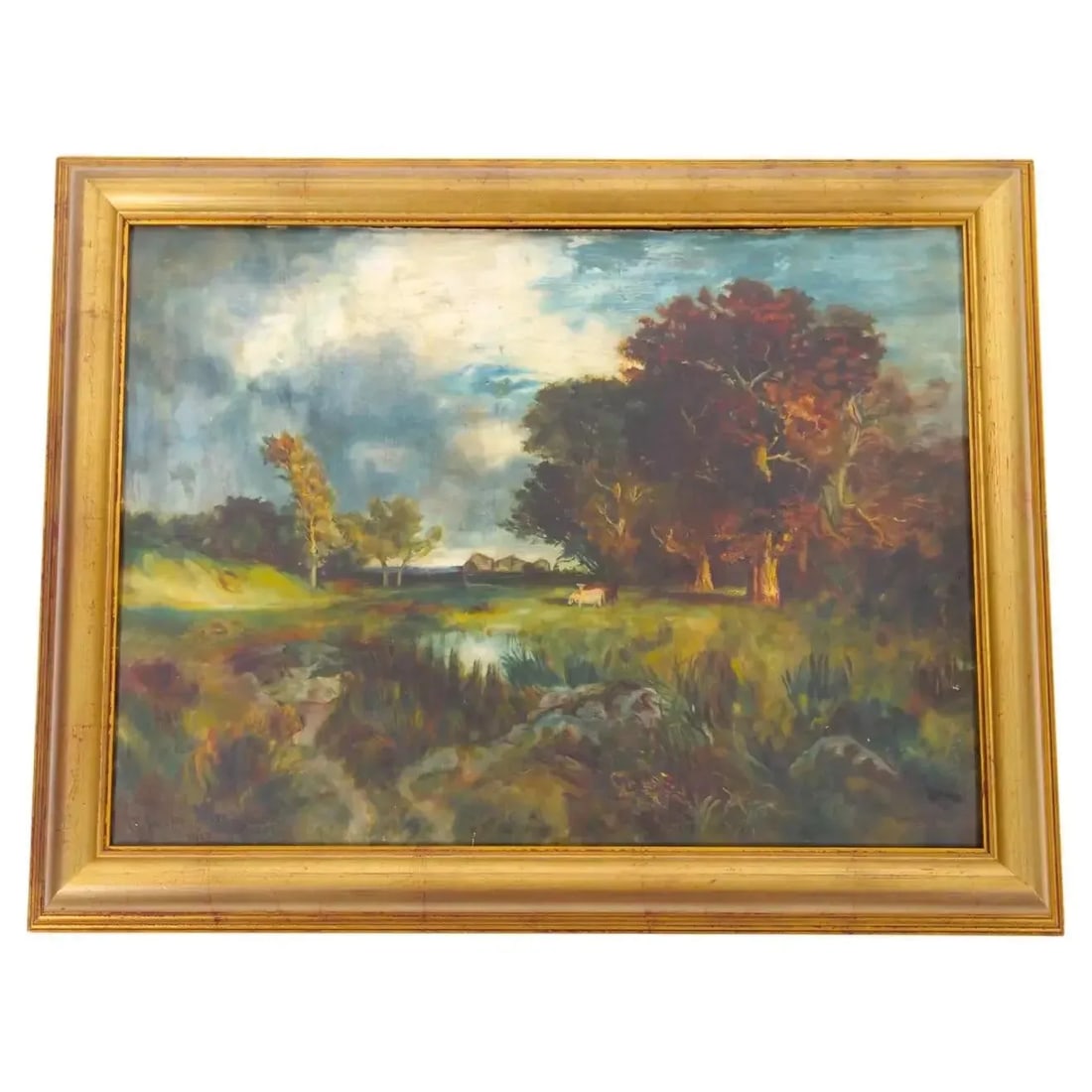 Early 20th Century Wood Framed Oil / Board Decorative Painting - 13