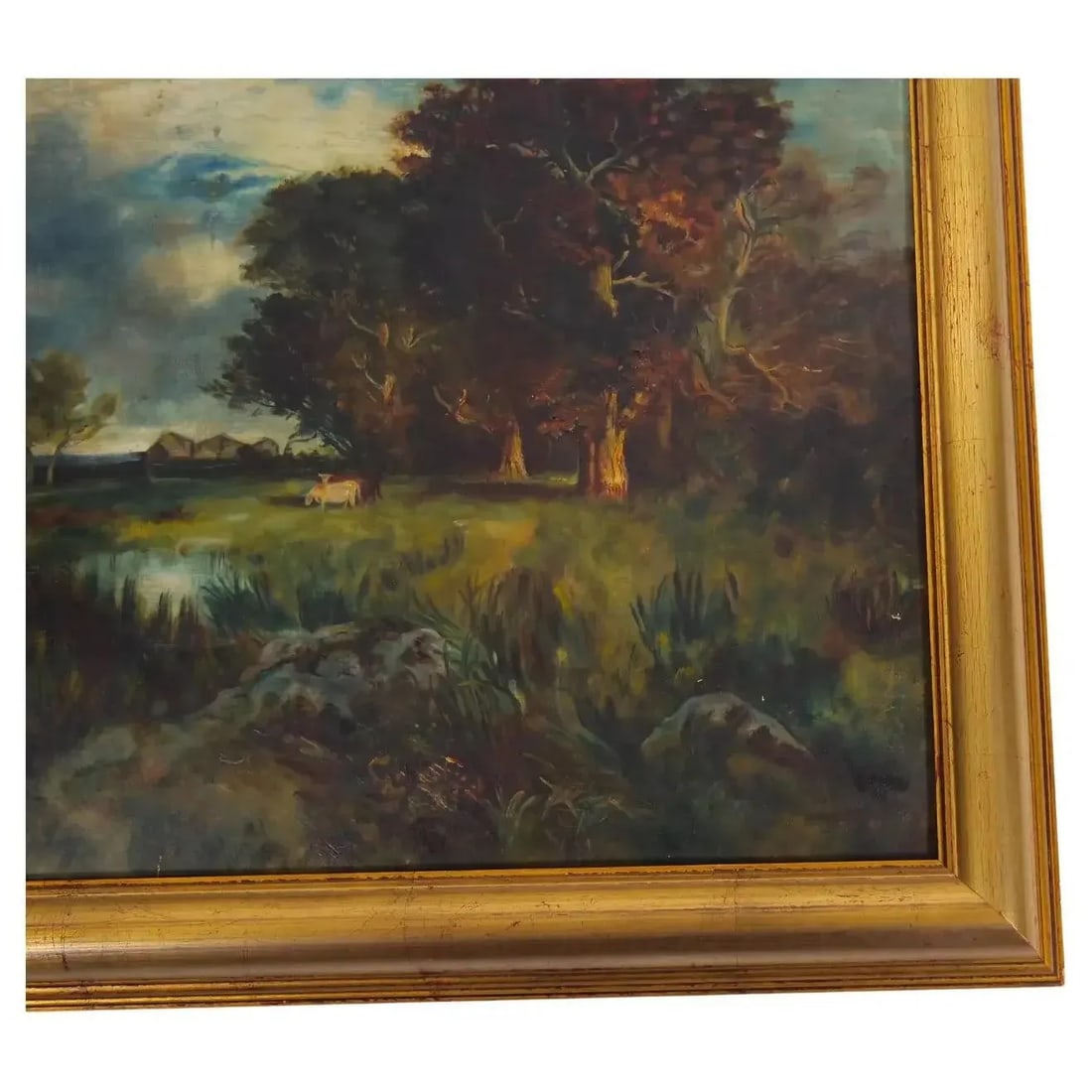 Early 20th Century Wood Framed Oil / Board Decorative Painting - 4