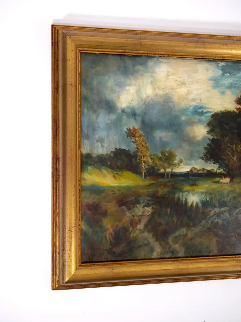 Early 20th Century Wood Framed Oil / Board Decorative Painting - 8