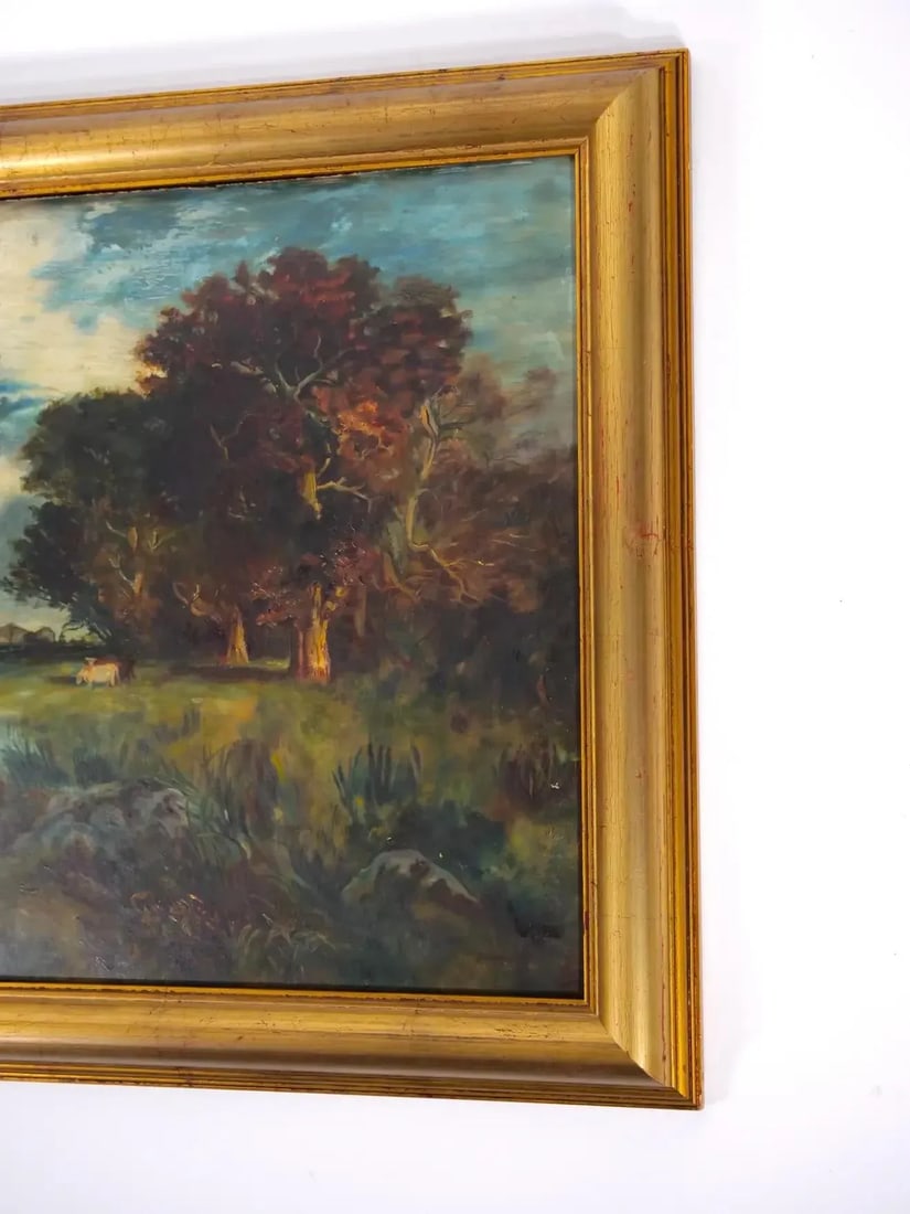 Early 20th Century Wood Framed Oil / Board Decorative Painting - 9