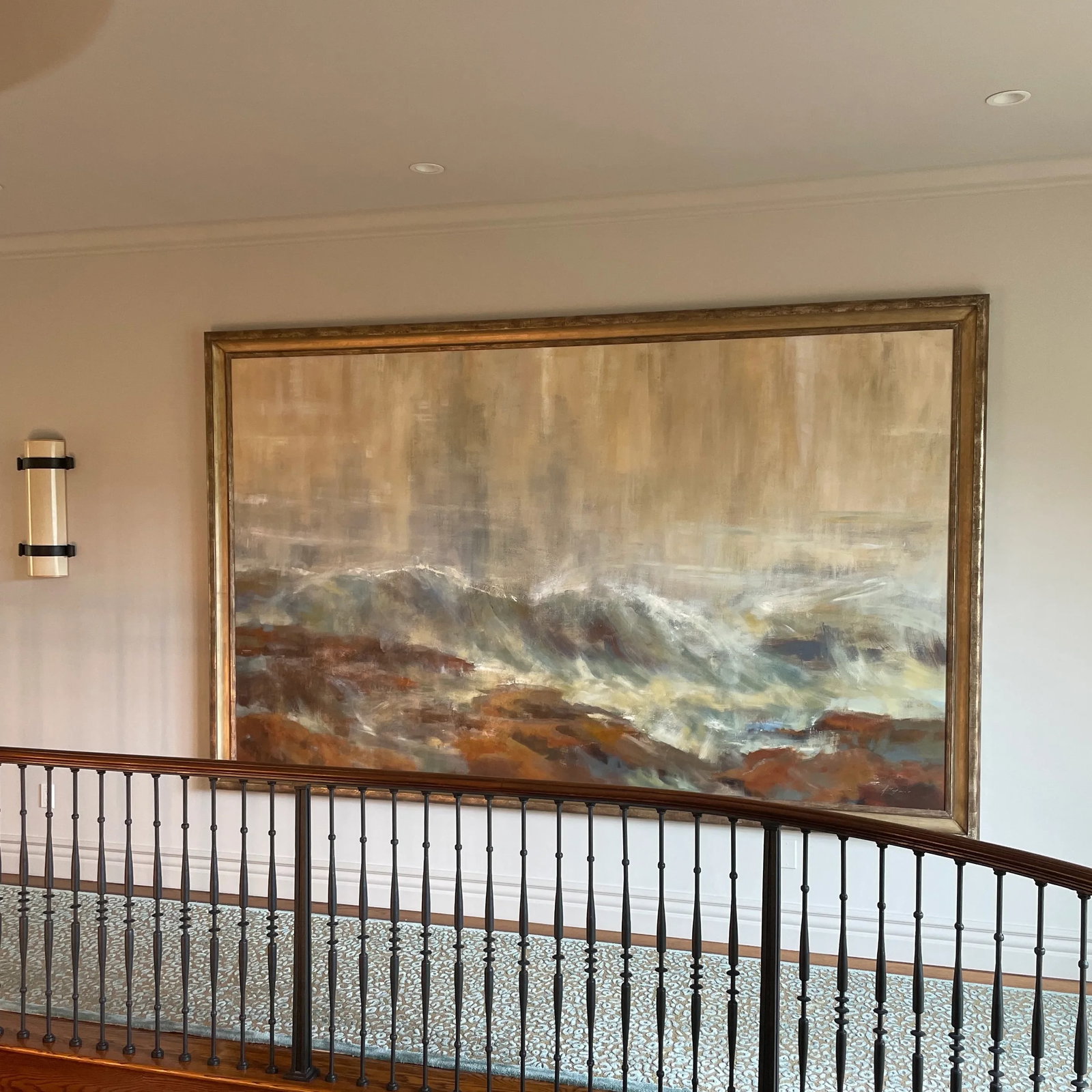 Original Impressionist Style Seascape Oil Painting of Waves Crashing on Rocks by Simon Addyman - 2