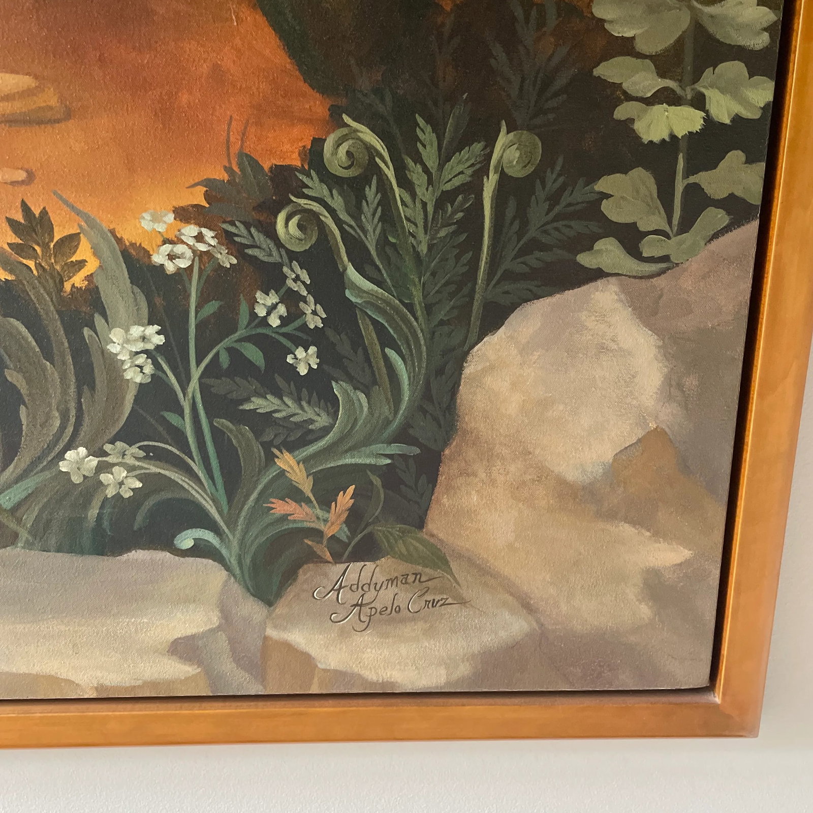 Original Sicilian Countryside Landscape Framed Oil Painting on Canvas by Maria Apelo Cruz and Simon - 3