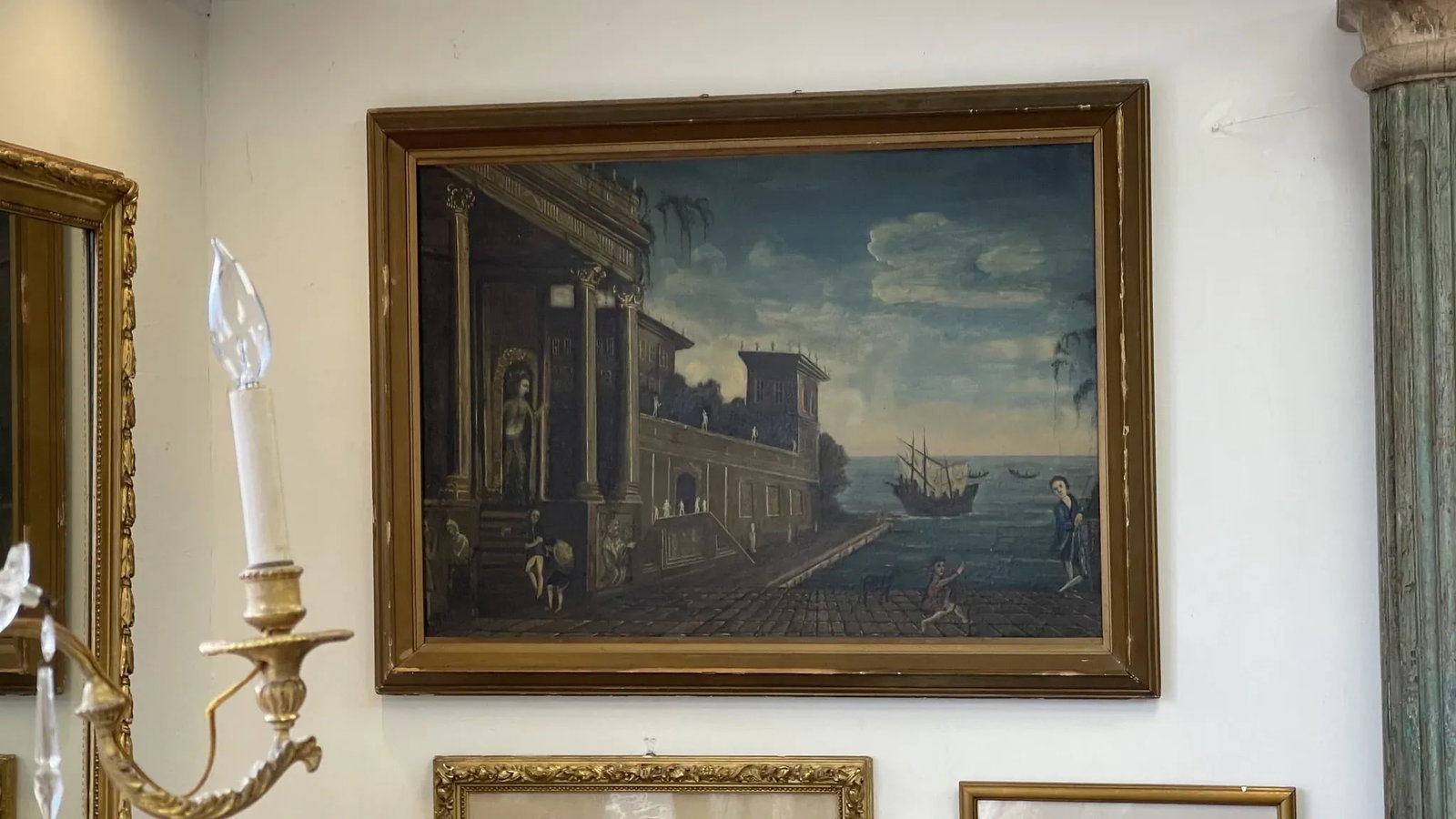 18th Century Naive Figurative Painting of Venice, Framed - 2