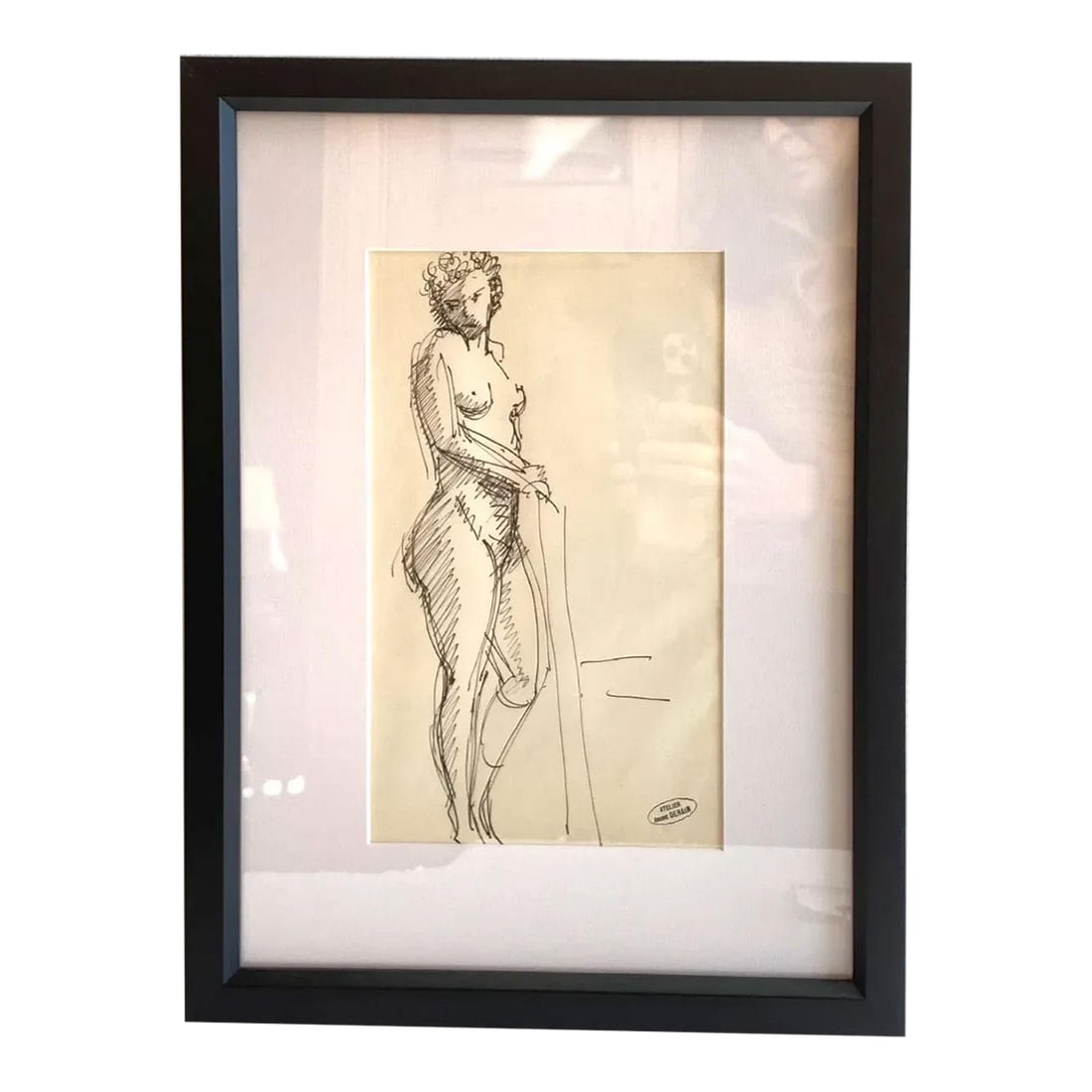 Early 20th Century Andre Derain Ink on Paper Drawing, Femme Nue Debout: TITLE Femme nue Debout (Standing nude Woman) PROVENANCE Exposition Galerie Schmit, Paris, France, April 30-July 9, 2003 | Founder: Robert Schmit (1920-2008) FRAMING Single mat and framed under glass