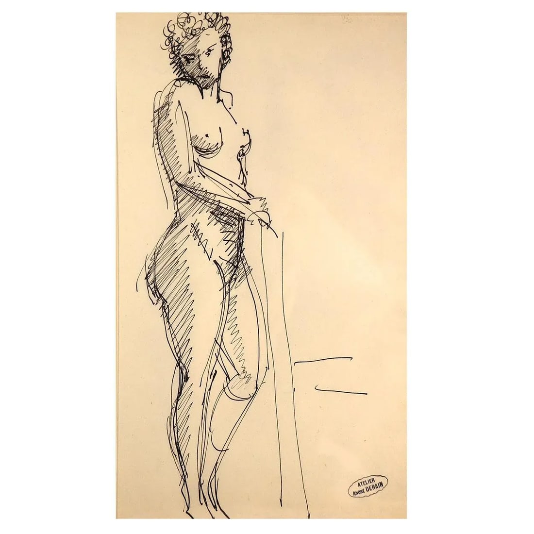 Early 20th Century Andre Derain Ink on Paper Drawing, Femme Nue Debout - 2